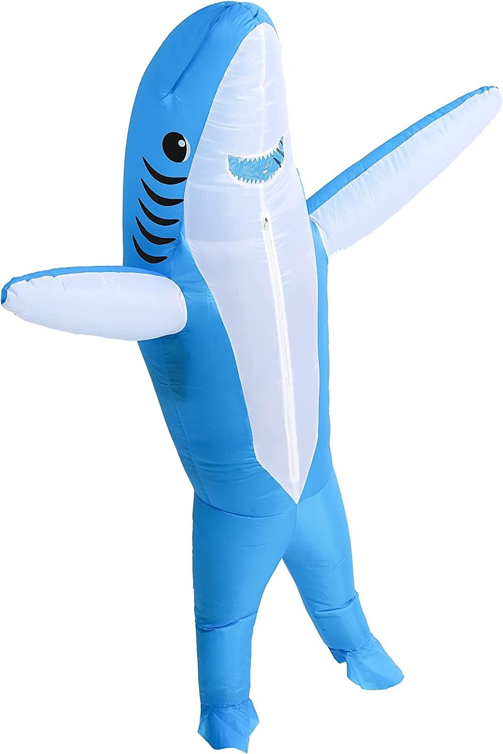 Adults Inflatable Shark Costume Blow up Jumpsuit Fancy Dress Funny Carcharias Suit for Halloween, Birthday Gift Cosplay Party image number 2