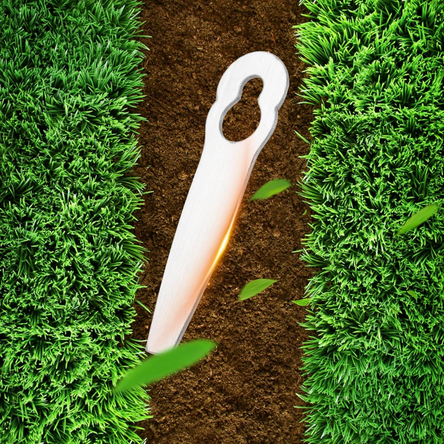 FUNFANG 10Pcs Machine Trimming Blades Replacement Stainless Steel Trimmer Grass Mowing Blades Garden Lawn Mower Accessories for Lawn Mower image number 5