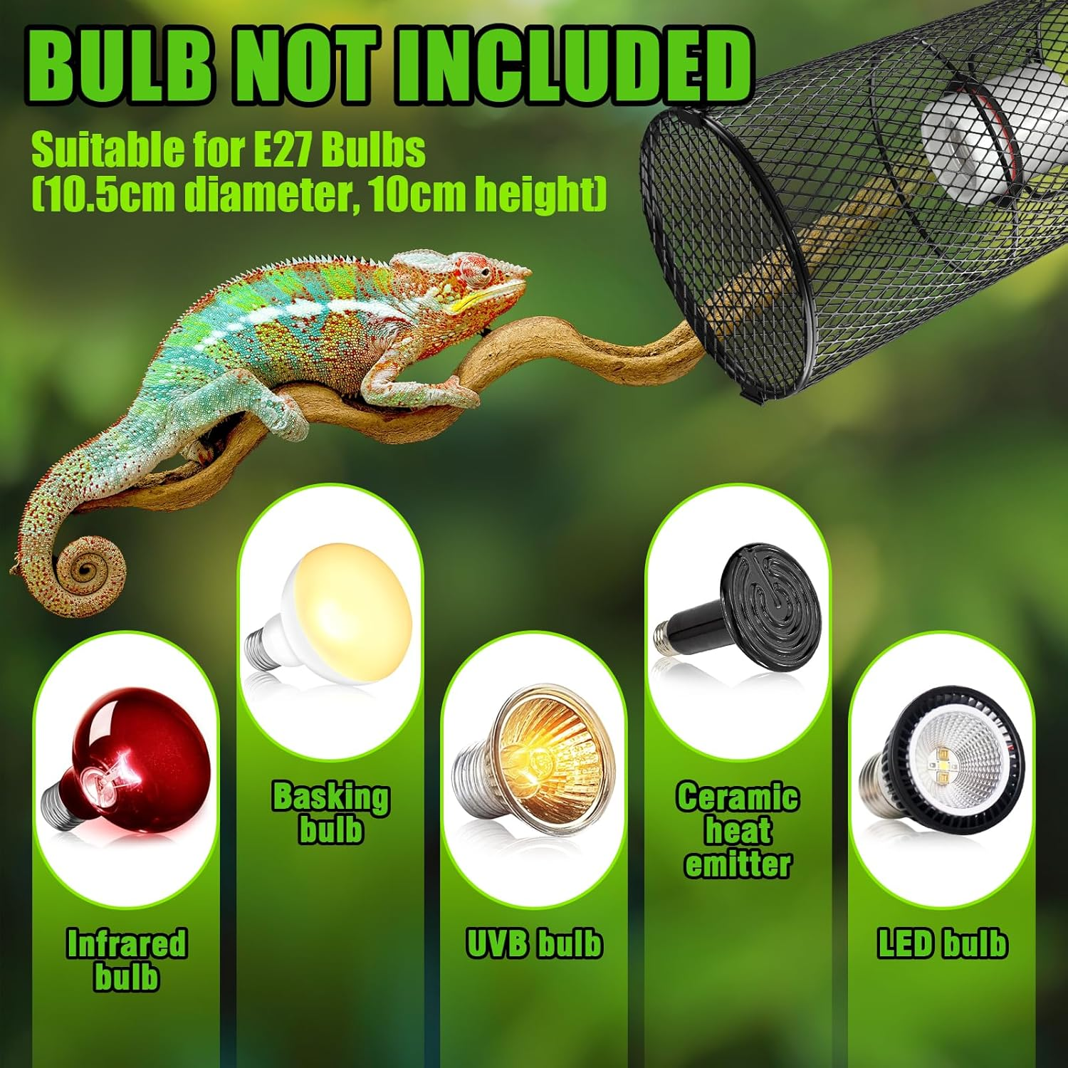 Lamptobe Reptile Heat Lamp Holder, Heat Lamp Cage for Reptile, 200W E27 Ceramic Heat Lamp Holder for Brooder Coop, Lizard, Turtle(Bulb Not Included) image number 3