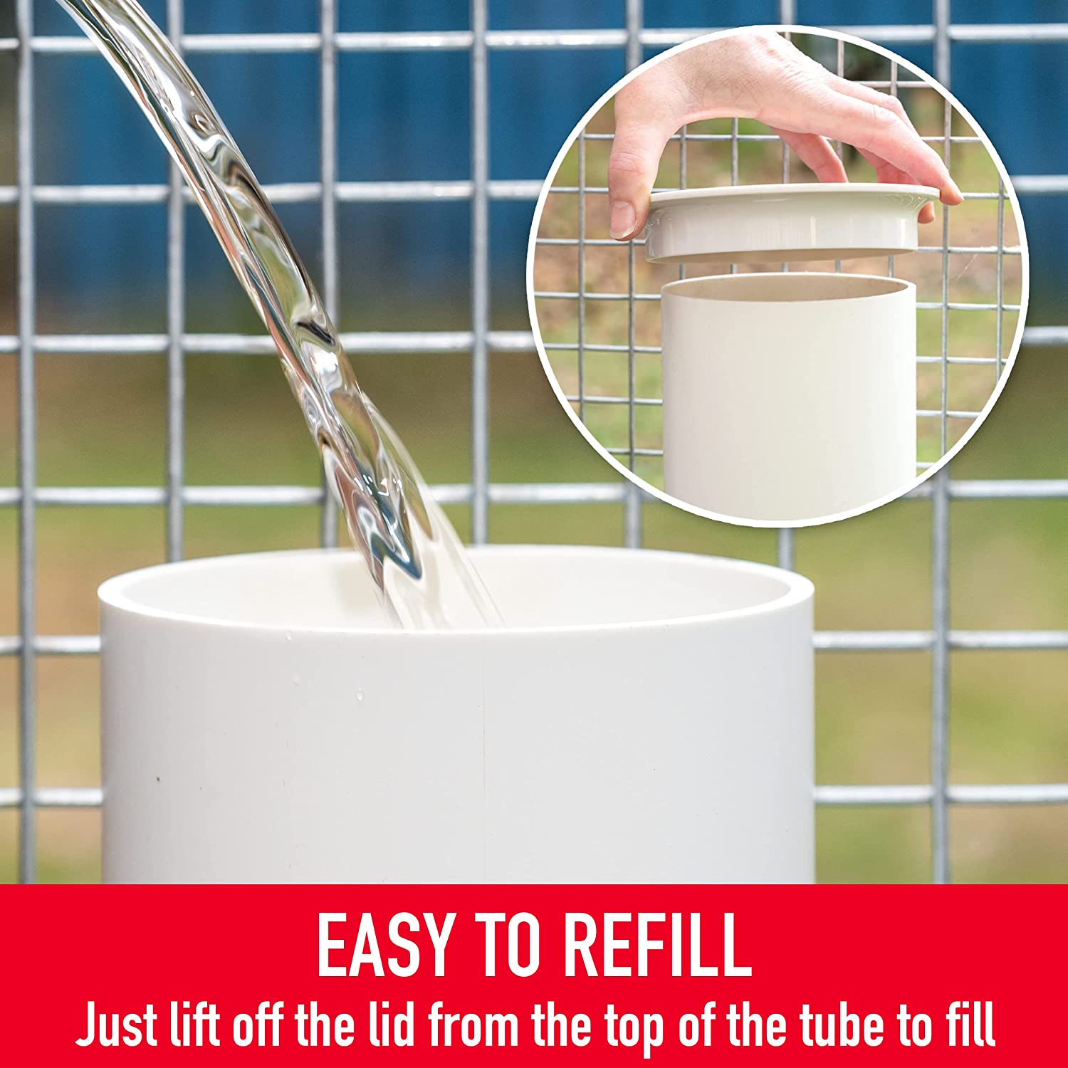 Royal Rooster 4 Litre Automatic Twin Chicken Waterer with 2 Gravity-Feed Valve-Operated Cups - Indoor and Outdoor Coop Hanging Chicken, Duck and Poultry Water Dispensing System with 2 Drinking Cups image number 3