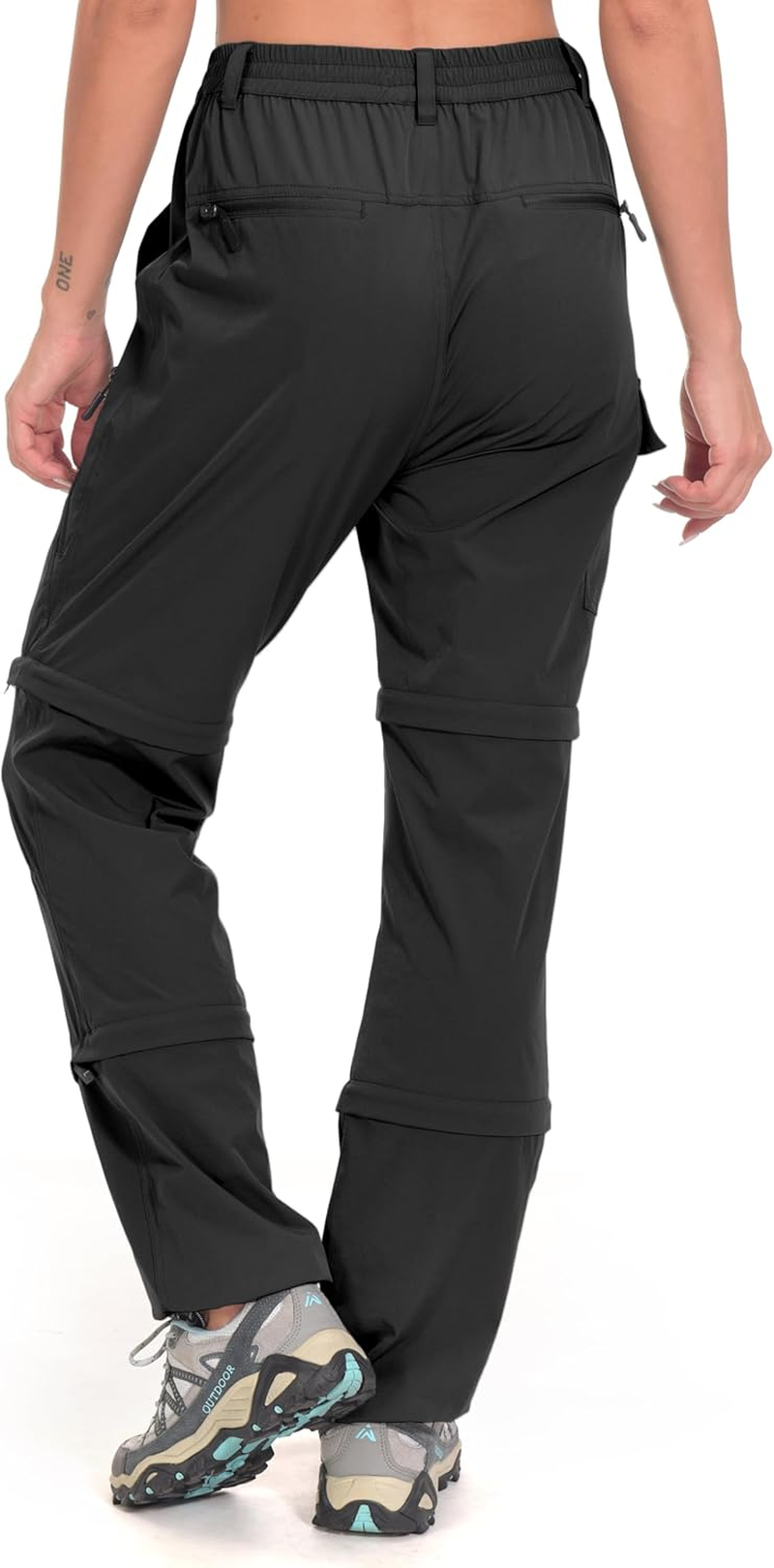 Little Donkey Andy Women'S Stretch Convertible Pants, Zip-Off Quick-Dry Hiking Pants Black Size XS image number 4