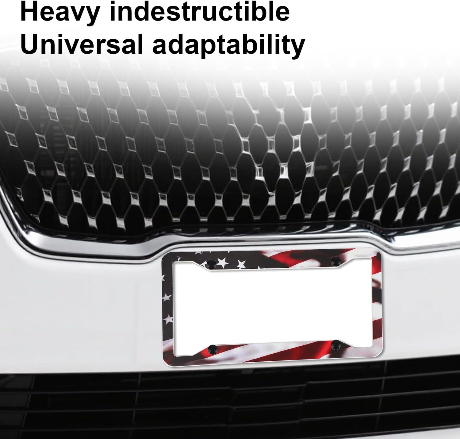 2Pcs Universal American Flag Car Plate Frame, Matte Stripe Design Aluminum Alloy Car Tag Holder with 4-Hole Mounting Includes Screws Caps & Nuts for Men Women image number 6