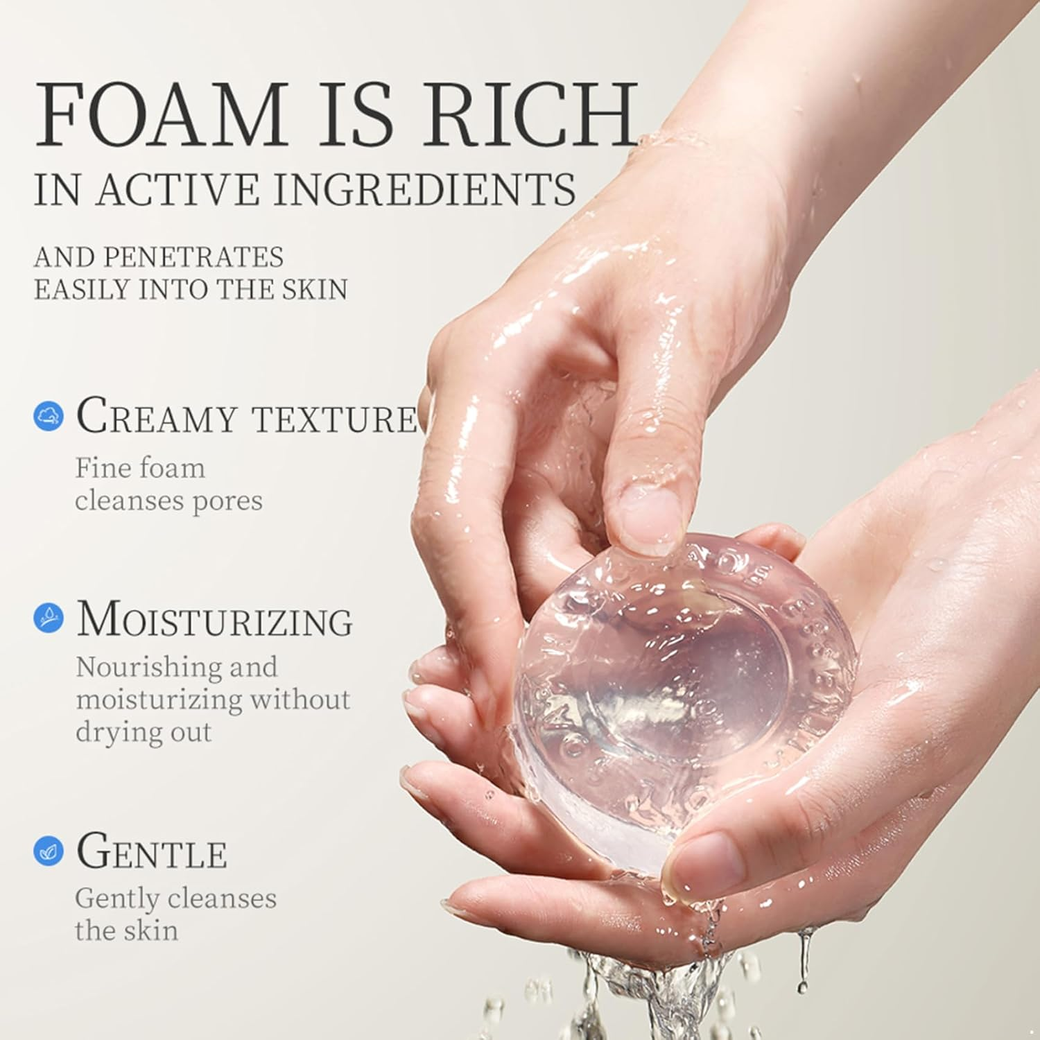 Raenseen Organic Coconut Oil Soap Bar Handmade Moisturizing Cleansing for Dry Sensitive Skin White One Size image number 1