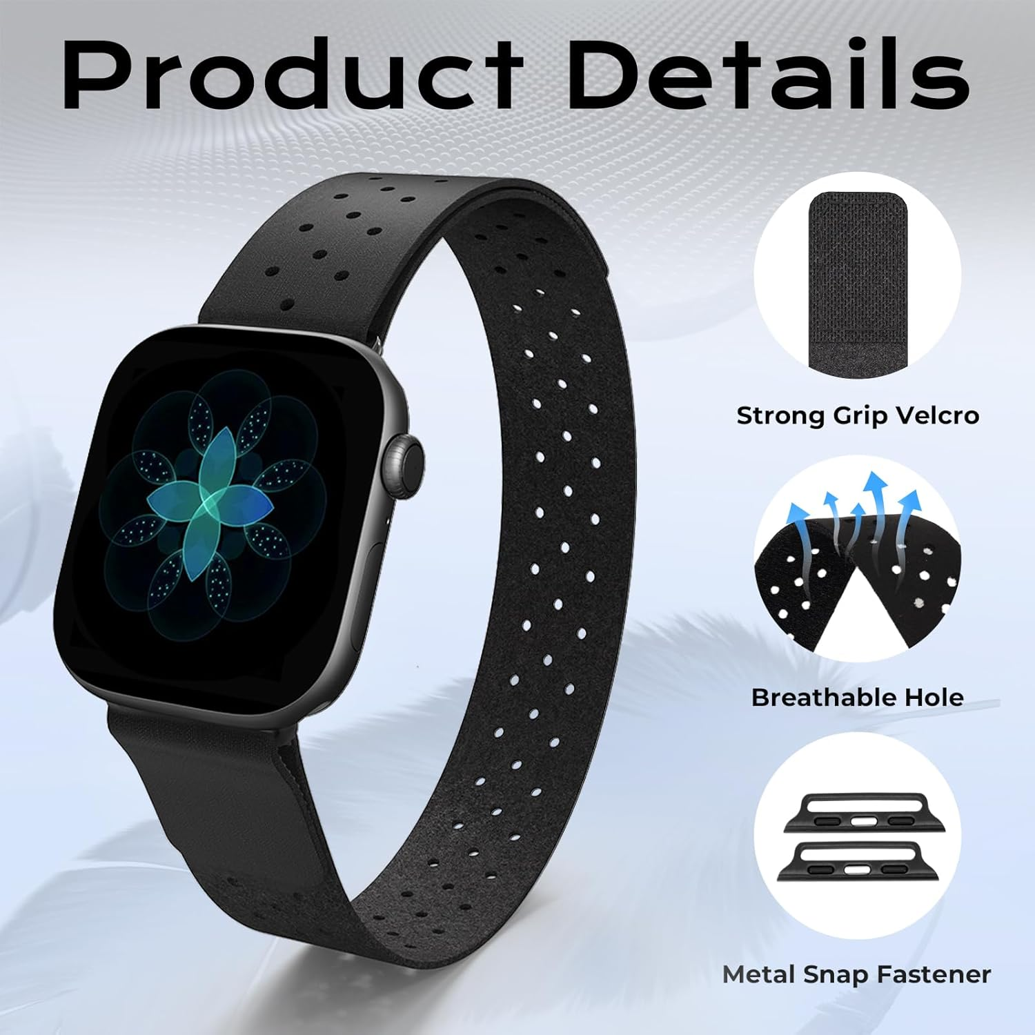 Viiotu Ankle Strap for Apple Watch 38/40/41Mm 42/44/45/46Mm, Soft Elastic Arm Straps for Apple Watch, Stretchy Sport Unisex Armband/Ankleband Runing Exersice image number 6