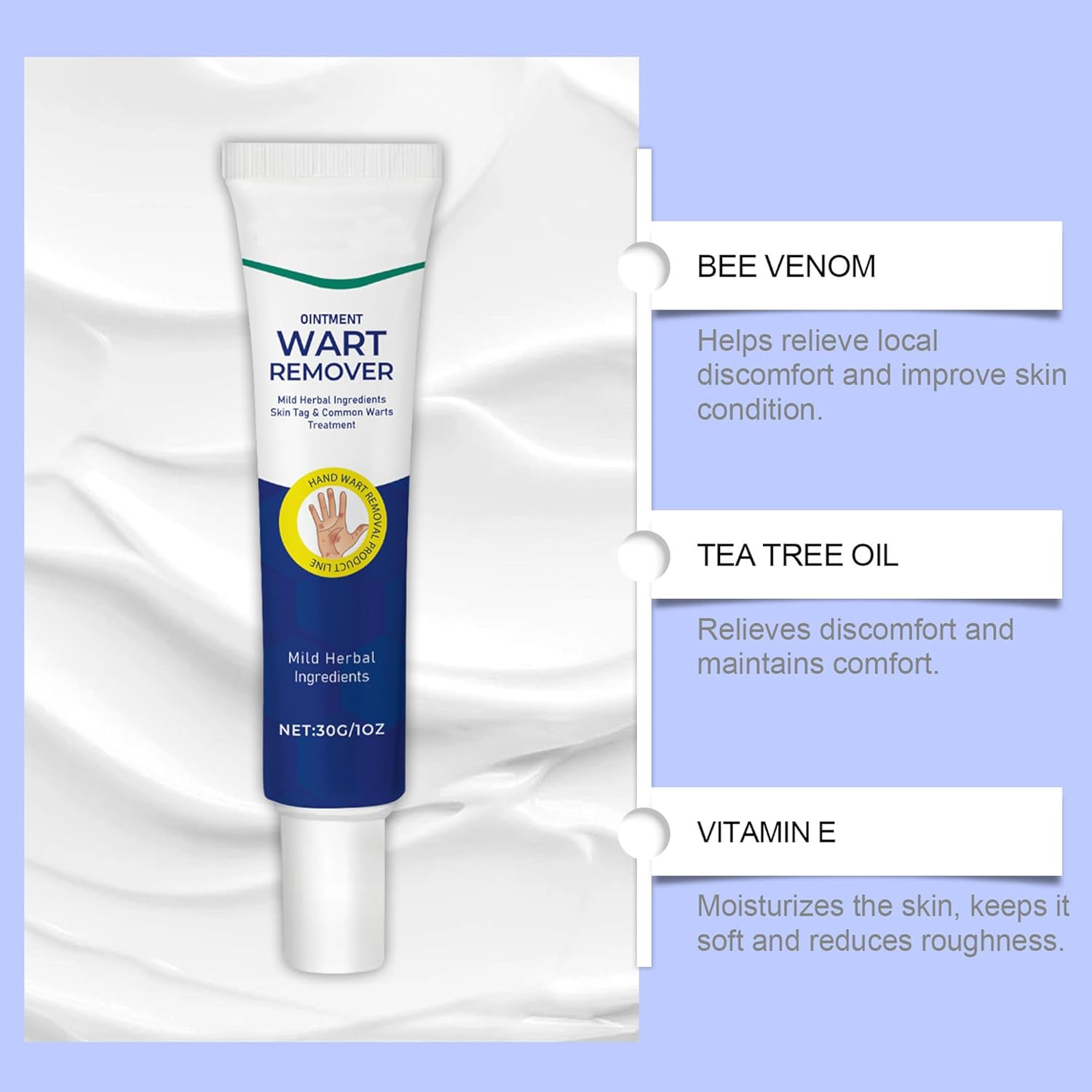 Wart Remover Cream 30G, Suitable for Common Warts, Plantar Warts, Corns, Moles, Calluses and Moles, Wart Remover for Hands and Body image number 5