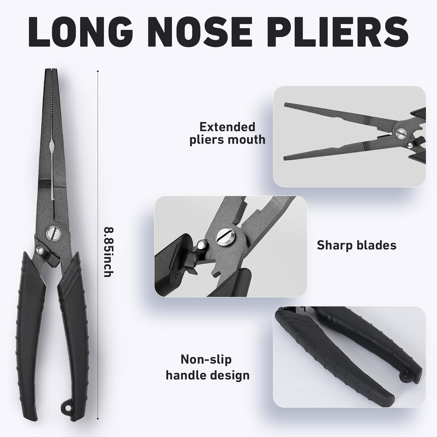 Golden J Teflon Fishing Pliers, Multi-Function Hook Remover-Long Nose Pliers, Pe/Braided Line Cutter, Saltwater Resistant Fishing Gear, for Deep-Sea, Ice & Surf Fishing - Ideal for Anglers image number 5