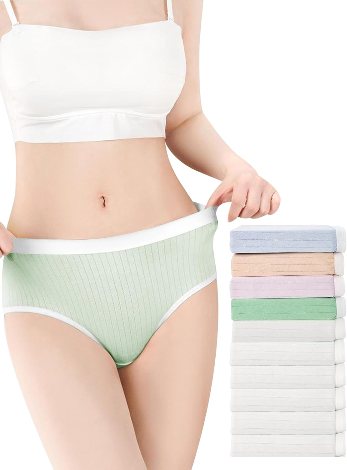 Dinglu Disposable Underwear for Women 10 Pack Soft Breathable Panties for Postpartum Travel Underwear (S-XL) image number 4