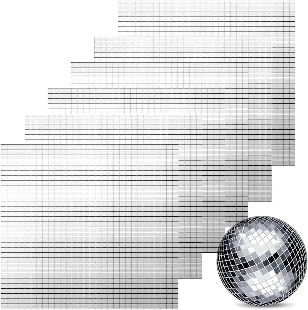 5400Pcs Self-Adhesive Mirror Tiles, Mini Square Mirrors Mosaic Tiles Sticker for Disco Ball, Art,Craft, Home Decoration (5X5Mm)