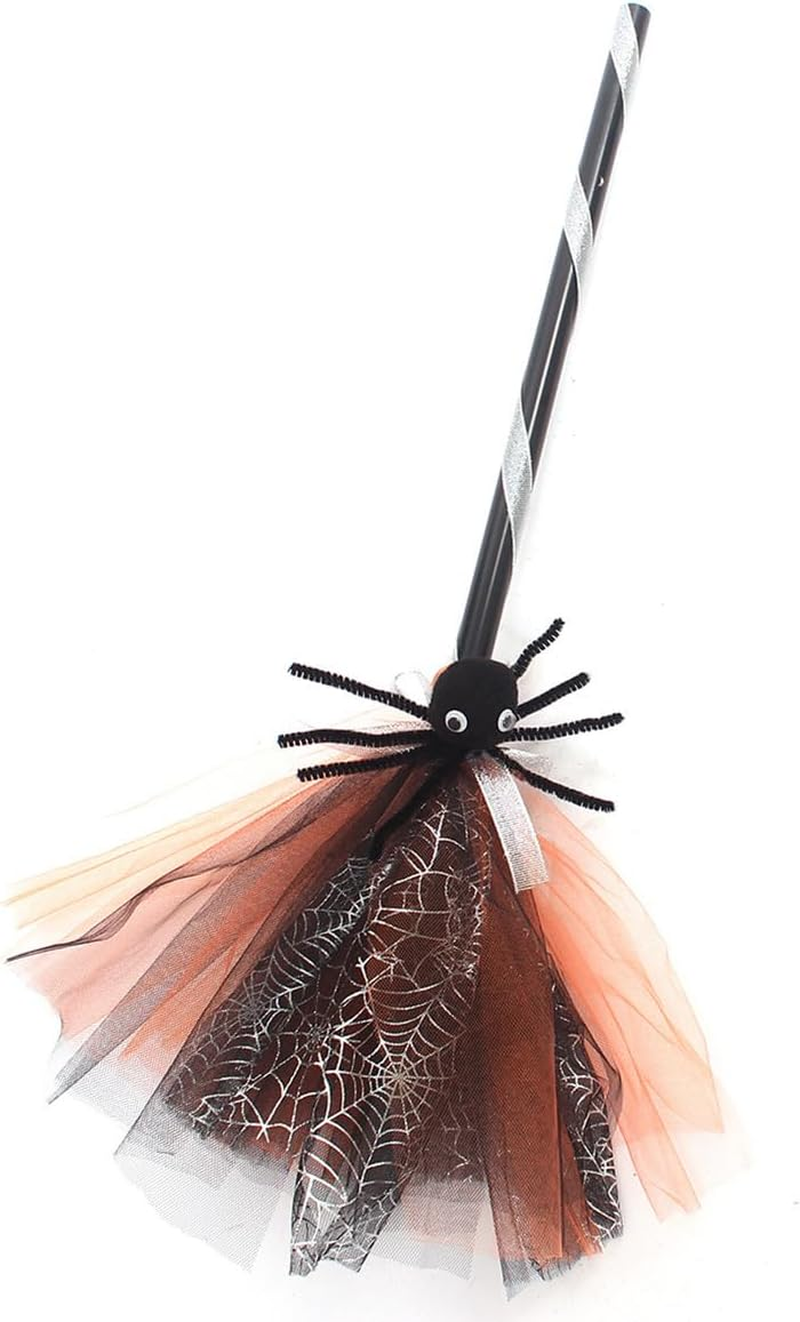 IBAKOM Witch Costume Girls Halloween Costume Children 2-Piece Cosplay Outfit Dress X 1 + Witch Broom X 1 Tulle Dress Wizard Costume Fancy Dress Costume for Carnival Cosplay Party Festival Orange 8-9