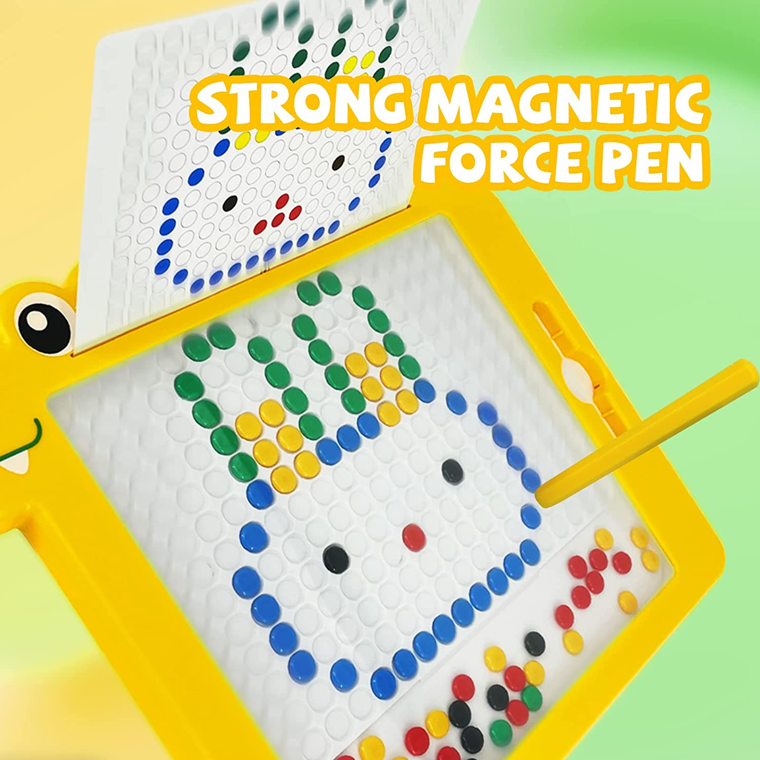 Magnetic Drawing Board Games, Montessori Toys Doodle Pad for Preschool Kids, Toddler Magnetic Pen Early Learning Set (Yellow)