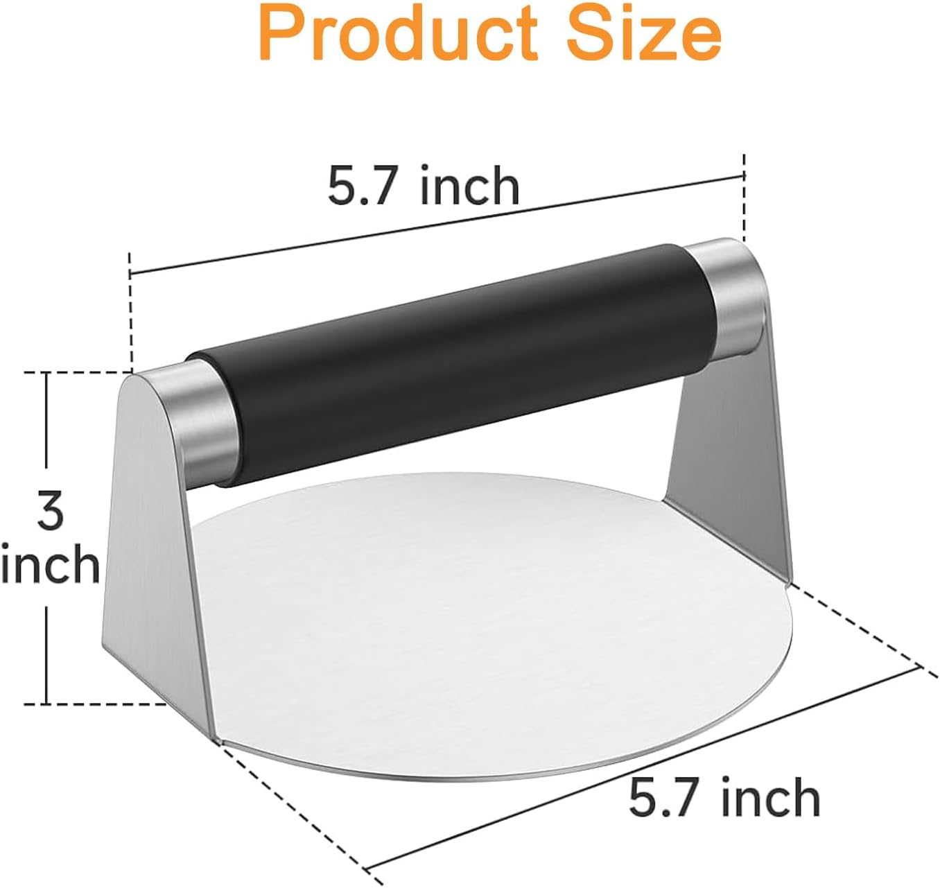 Grillpress BBQ Smash Burger Press Heavy Duty, 14Cm round Stainless Steel Patty Smasher with Heat-Resistant Silicone Handle for Juicy Hamburgers, Chicken, Paninis & Sandwiches image number 6