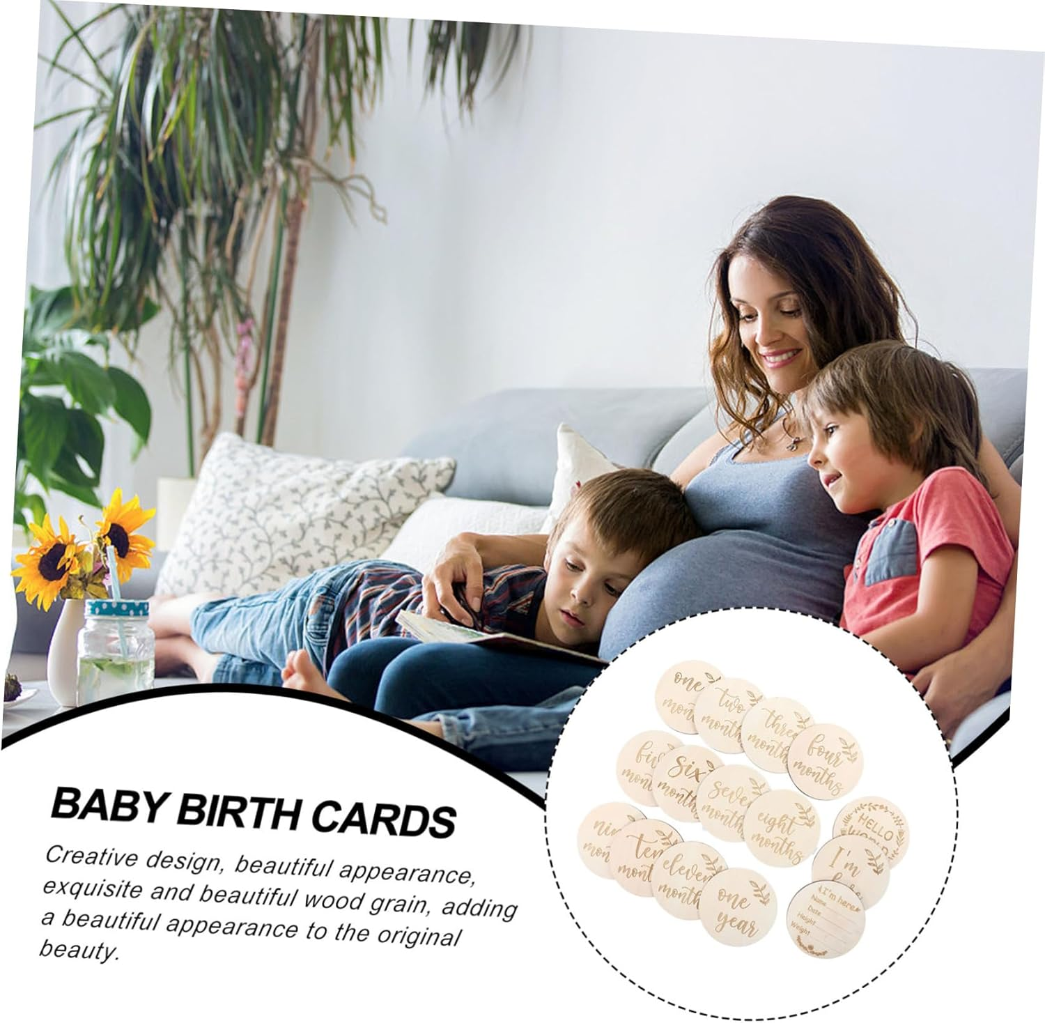 Kisangel Wooden Milestone Cards Newborn Monthly Photo Cards Greeting for Boys and Girls