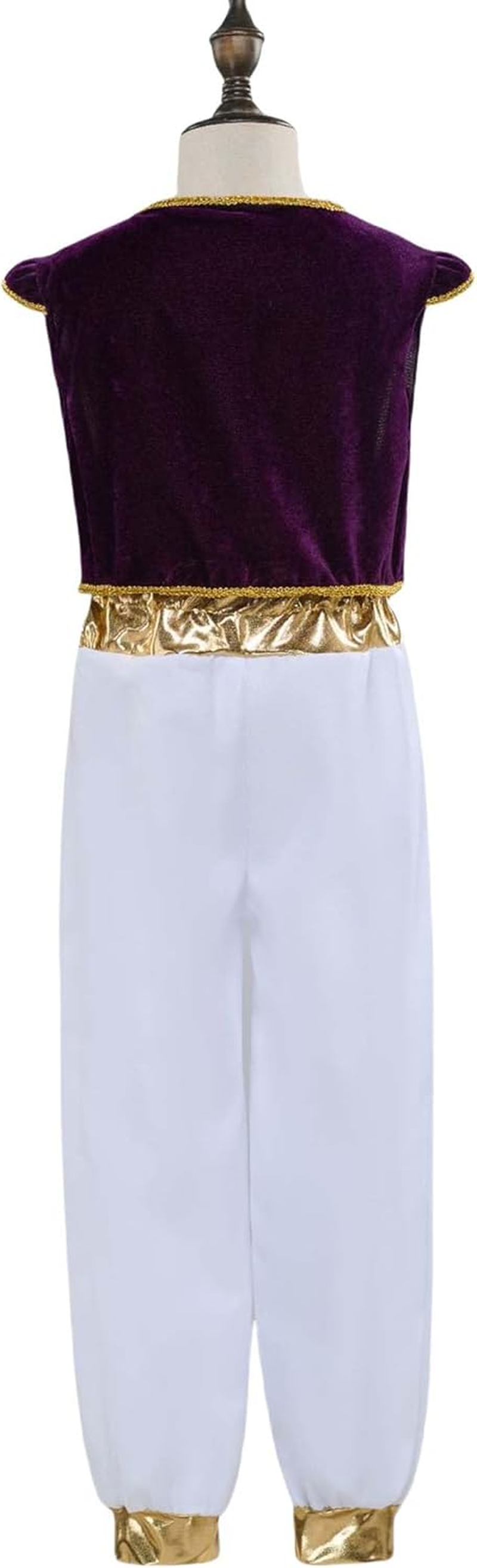 Boys Arabian Prince Costume Halloween Costumes Kids Suit with Vest, Waistband, Pants image number 5