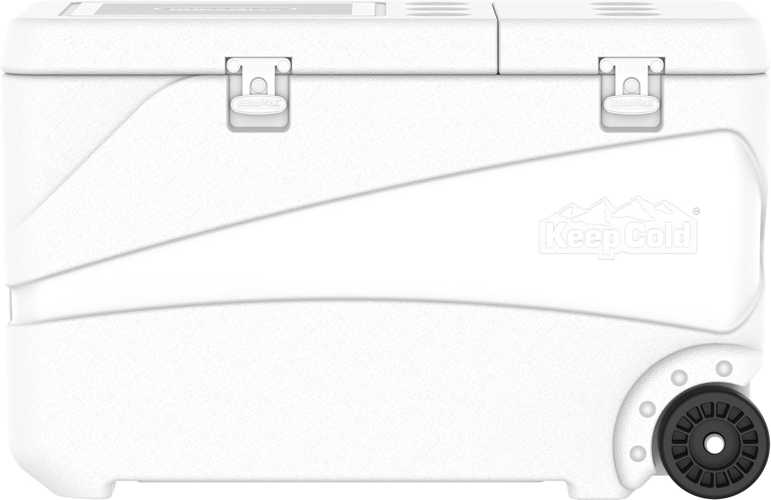 Duramax Deluxe Icebox 102, High Performance Cool Box with PU Insulation, 6 Days of Ice Retention, Icebox with Wheels & Handles for Easy Mobility, Cup Holders on Lid, Durable Cool Box, Ice Chest, White image number 4