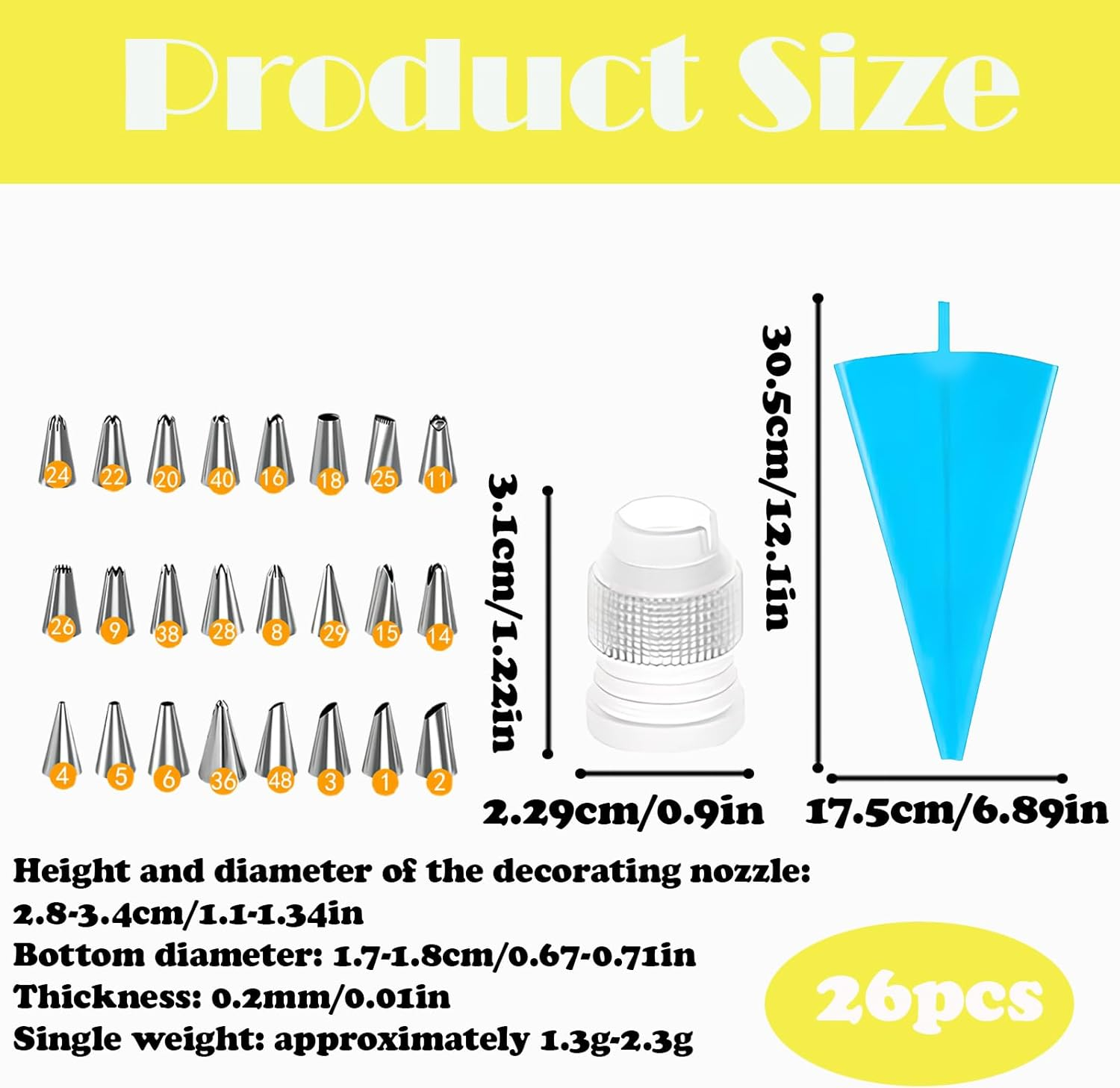 26Pcs of Piping Bags and Nozzles, Reusable Cake Decorating Kit,Piping Bag, for Baking Cookies, Paper Cups Cake Decorations, Piping Tips and DIY Cake Baking Tools image number 3