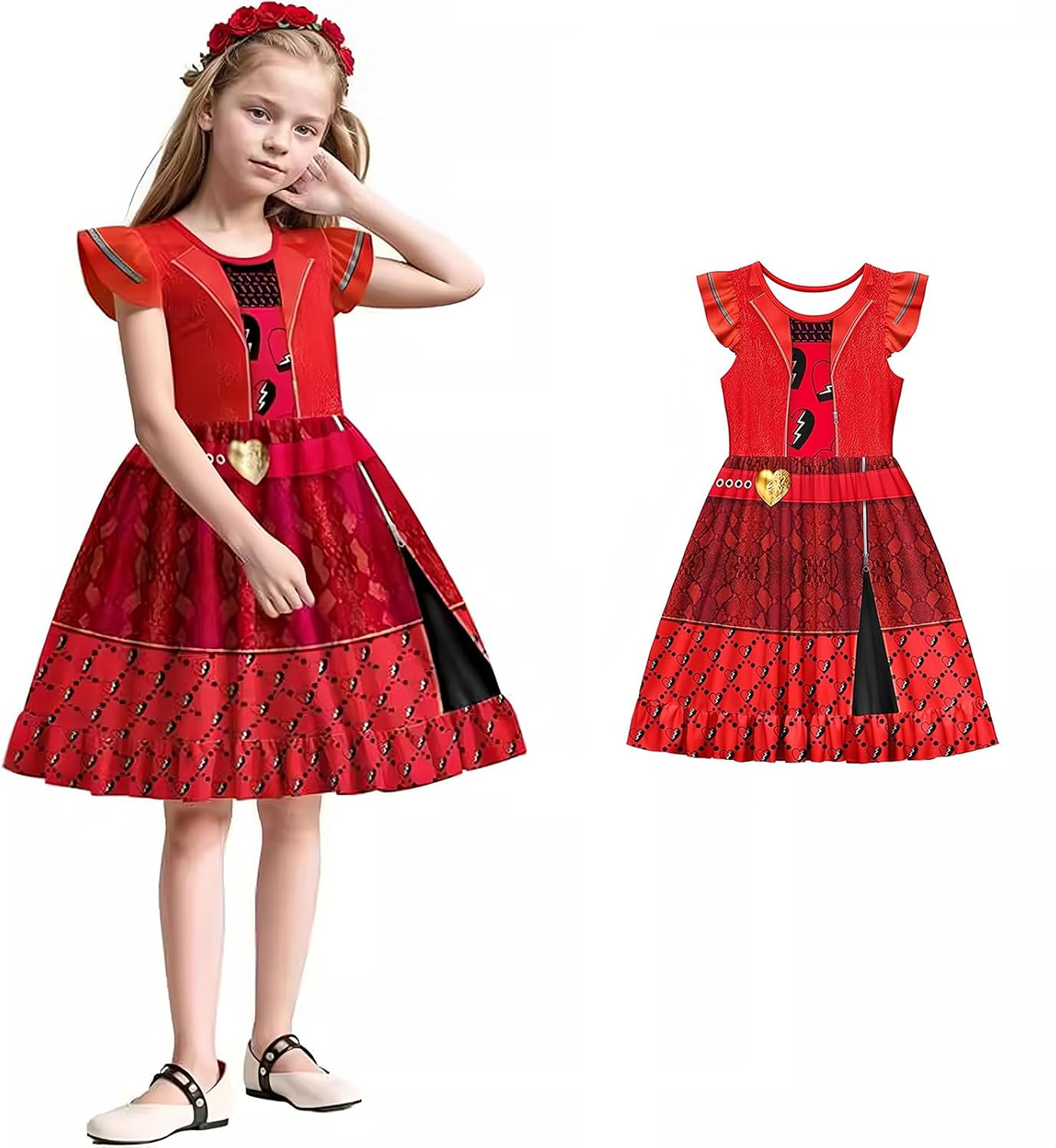 Red Costume Descendants 4 the Rise of Red Costume Bodysuits Party Dress up for Halloween Dress up Outfit Accessories