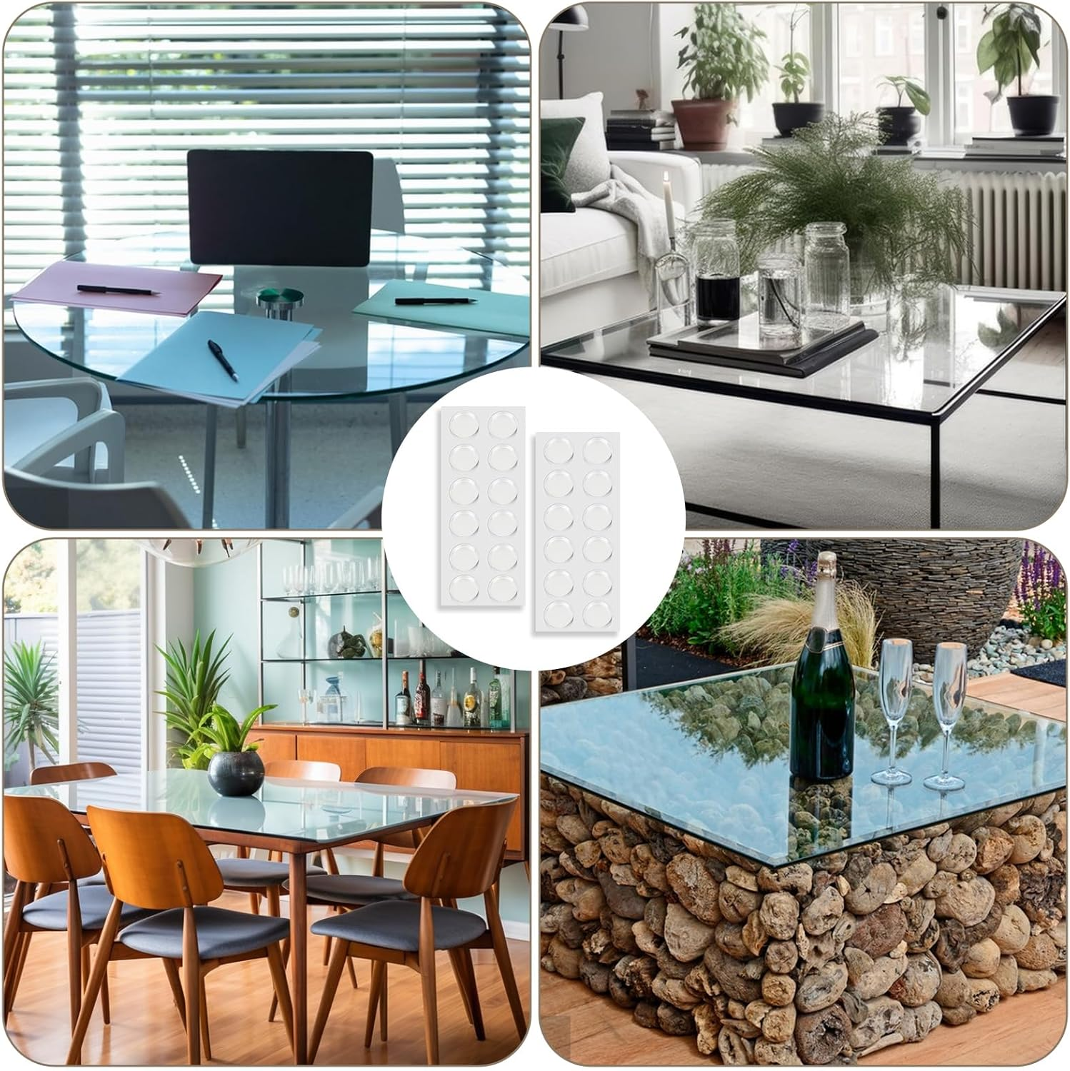 24 Pack Glass Feet Pads for Table anti Slip Pads 20Mm*5Mm Clear Self Adhesive round Rubber Feet Bumpers Glass Table Top Grippers for Drawer Cabinet image number 3