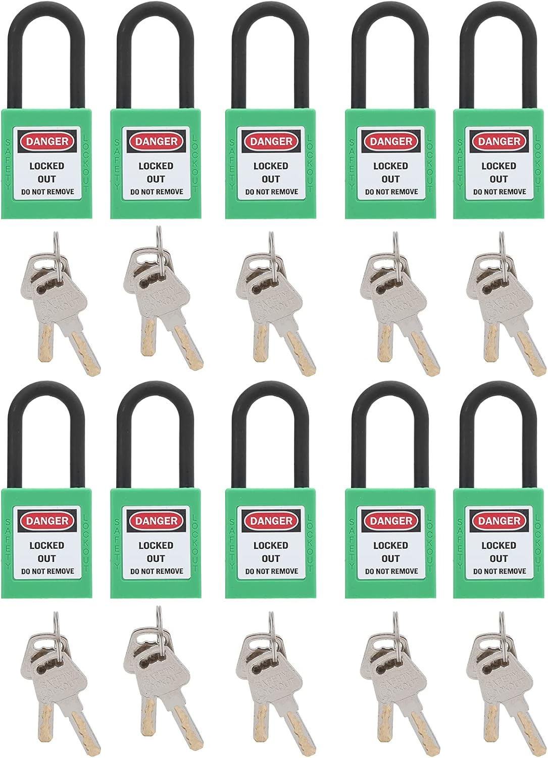 Lockout Tagout Lock, 10 Durable Lock Out Tag Out Padlocks for Industrial Use for Chemicals for Factories(Green) image number 3