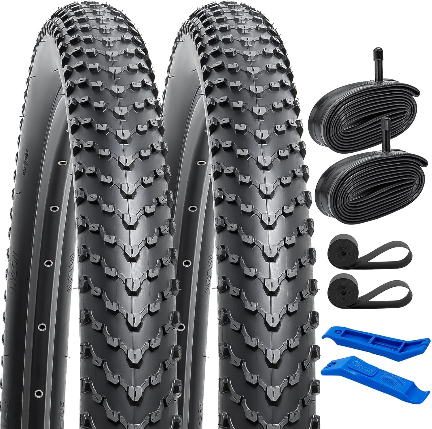 Yunscm 2 Pcs,27.5X2.40 Bike Tires,27.5X2.40 60-584 Bike Tyres + Bike Inner Tube Schrader Valve 32Mm+Rim Strap+Tire Lever,Mountain Bike Tire 27.5 2.40,MTB Tire 27.5X2.40,Y-151 image number 3