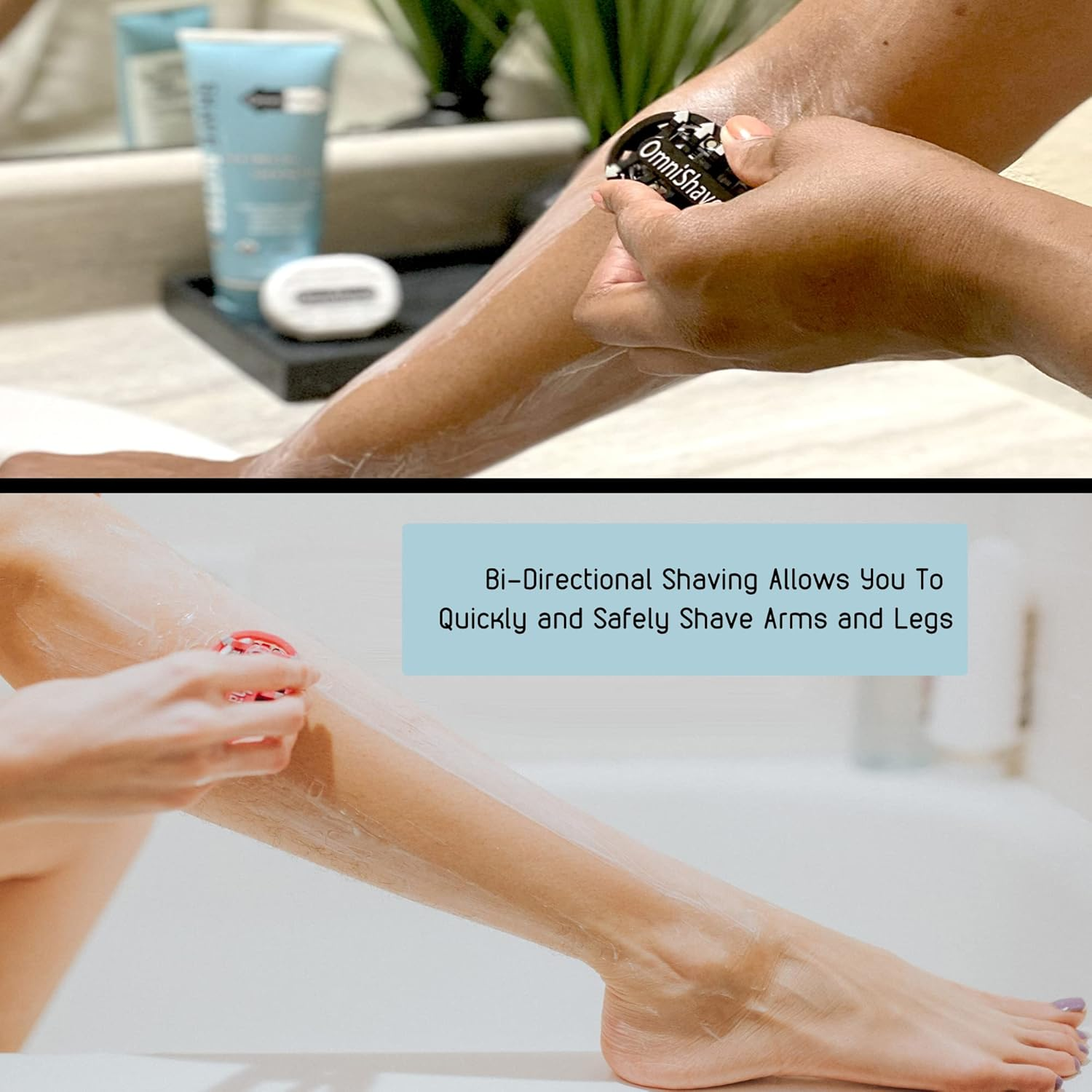 Premium Omnishaver Bi-Directional Shavers for Men & Women | 3X Faster than Disposable Razors | Smooth, and Safe | Self-Cleaning, Self-Sharpening Razor Blades for Shaving Head, Legs, Arms, Body (Black) image number 1