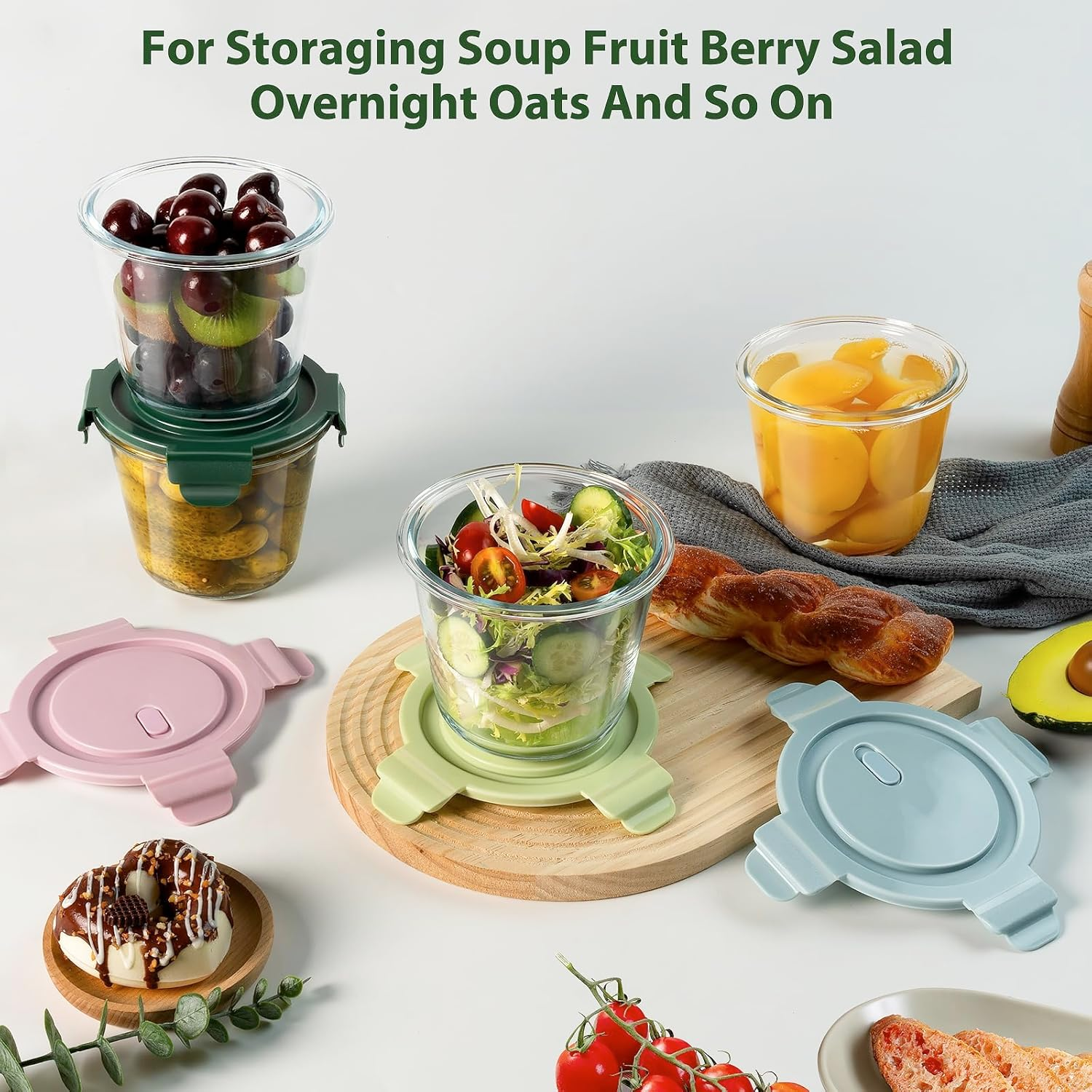 Glass Meal Prep Containers with Lids - Airtight Borosilicate Glass Food Storage Containers for Soup & Leftovers, Bpa-Free, Heat-Resistant, Microwave & Dishwasher Safe (23 Oz, 4 Pack)