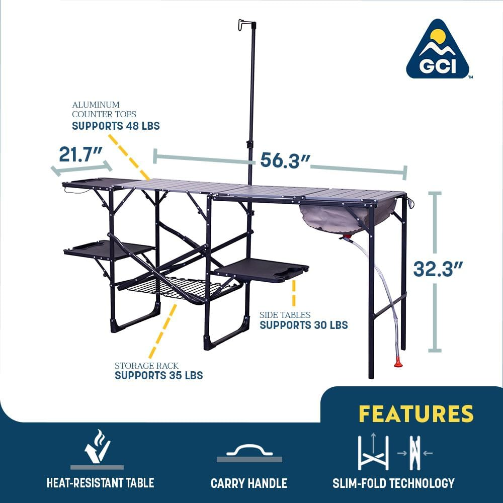 GCI OUTDOOR Master Cook Station | Portable Folding Kitchen Table with Soft Shell Sink, Heat Resistant Tabletop & Telescoping Lanter Pole, Perfect for Camping Trips image number 2