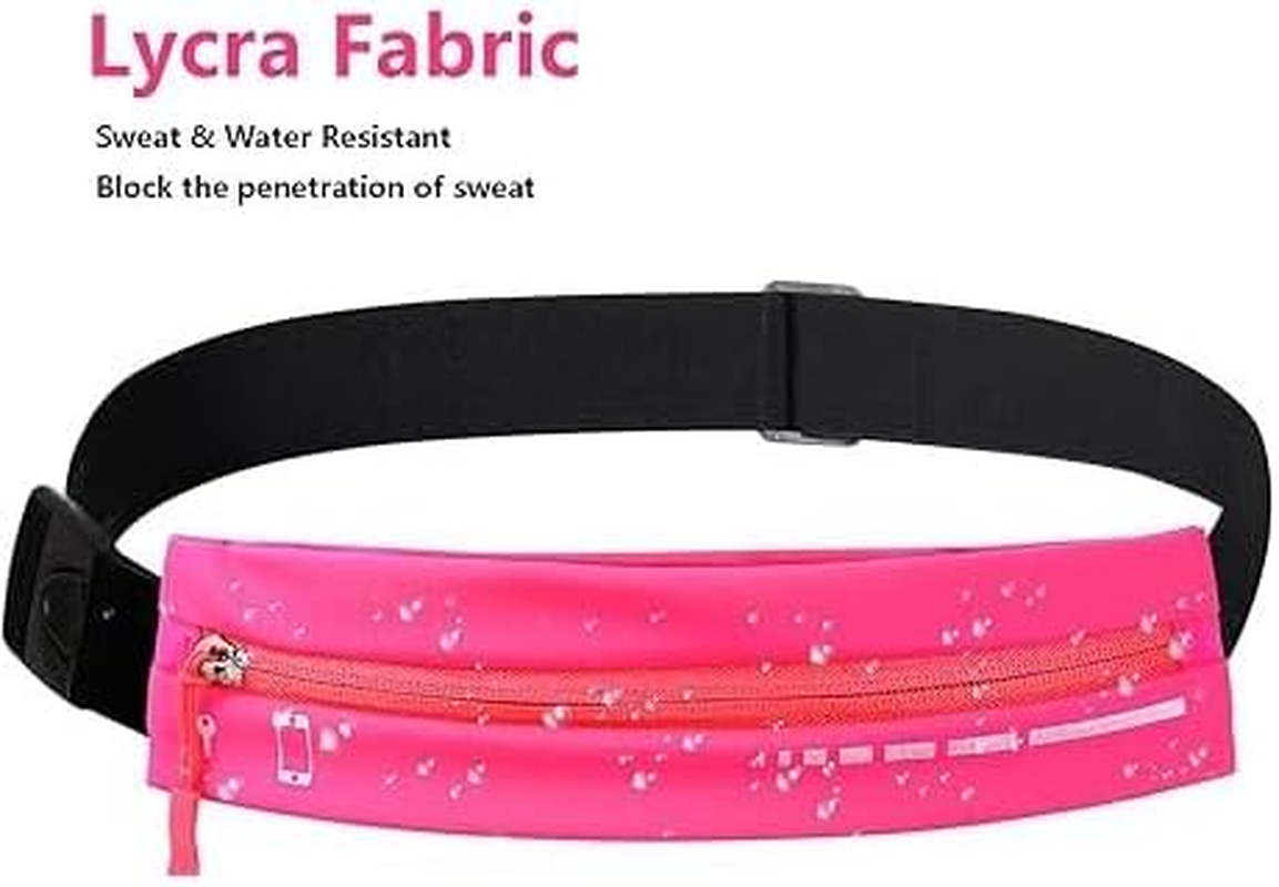 Slim Running Belt for Women Men, Water Resistant Runners Fanny Pack, Adjustable Waist Pouch, Reflective, Pink - Pink image number 4