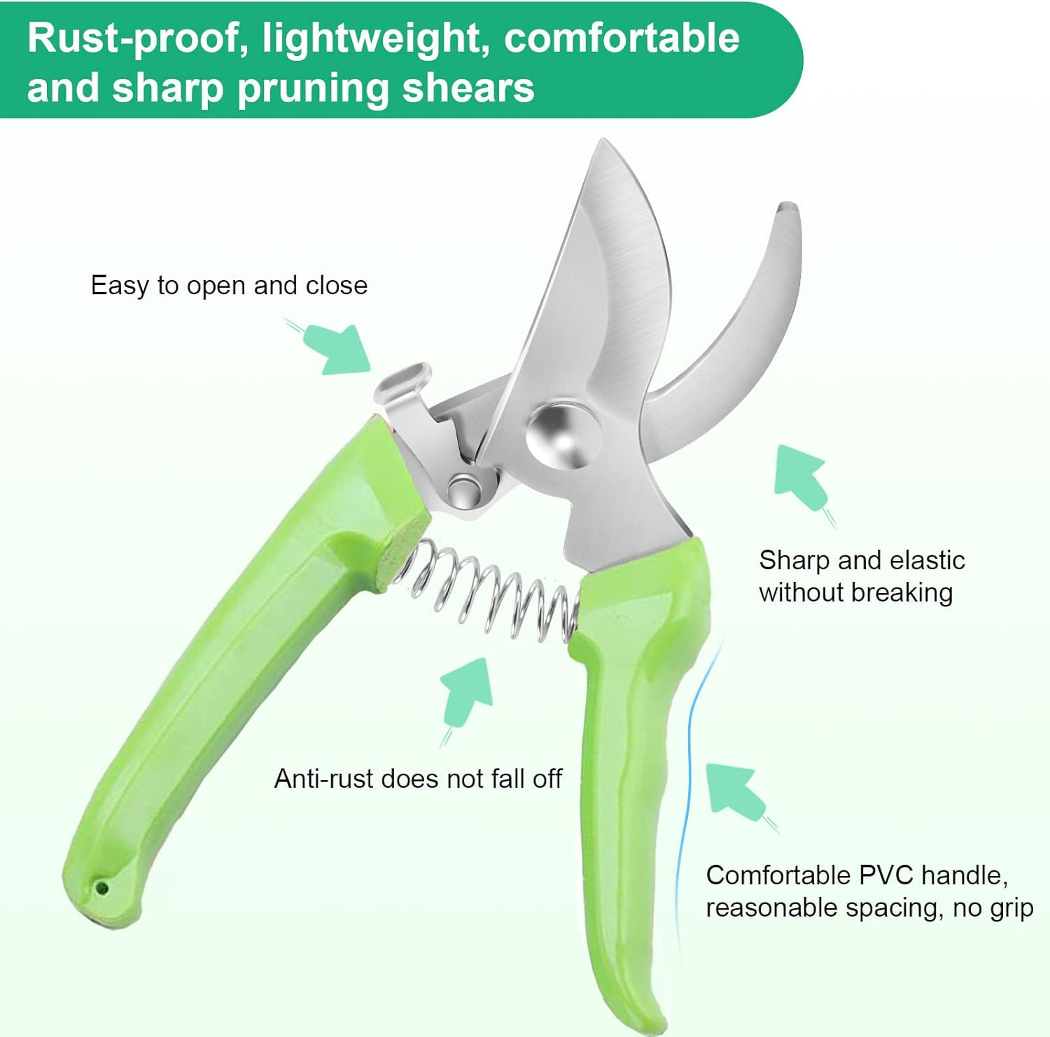 Premium Garden Shears, Meperez Pruning Scissors Gardening Tools, Pruners for Flower, Bushes, Rose and Fruit Tree, Use for Florist, Yard and Orchard the Plant Clippers, Sharp Steel Anvil Snips image number 1