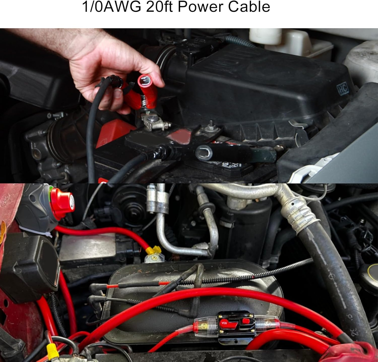 1/0 Gauge 20Ft Red Black Automotive Wire, Power Ground Cable Copper Flexible Wire with Heat Shrink Tube for Car RV Trailer Amp Inverter Solar DC Wiring image number 6