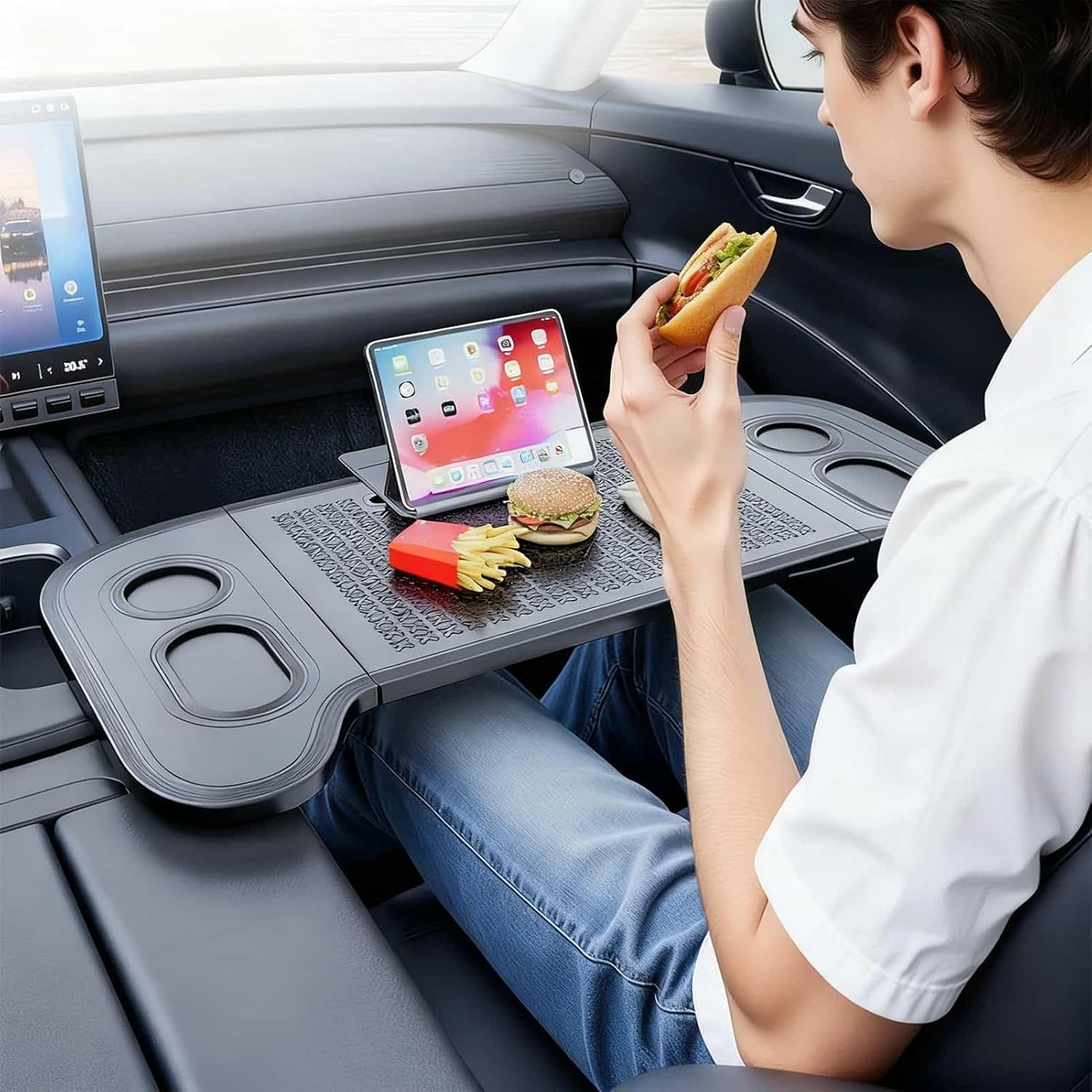 Car Desk - Folding Table for Laptop - Food Desk Work Stand,For Camping Meeting Work Eating Travel Truck Van Snack Cup Computer Laptop Road Trip image number 1
