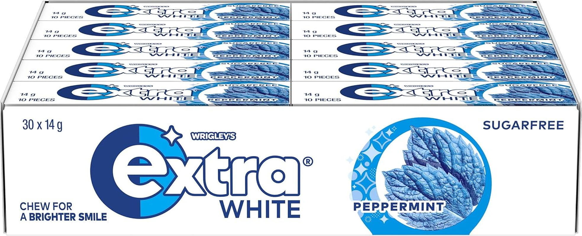 Extra White Peppermint Flavour Chewing Gum, 30 X 14G Packs image number 4