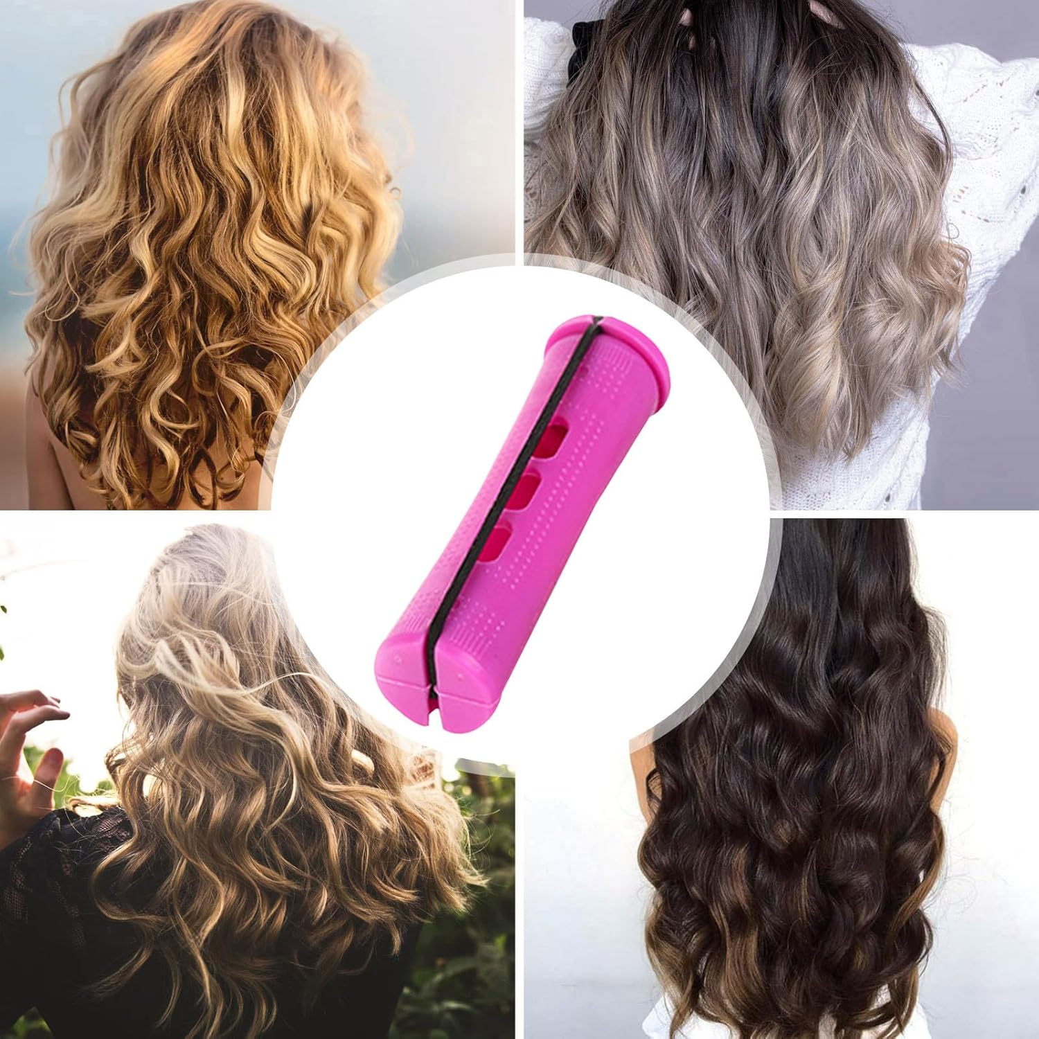 Heatless Curling Rod, Hair Curler for Women, 12X Curling Rod with Rubber Bands, Heatless Tool, Portable Styler for Home and Travel - Red image number 3