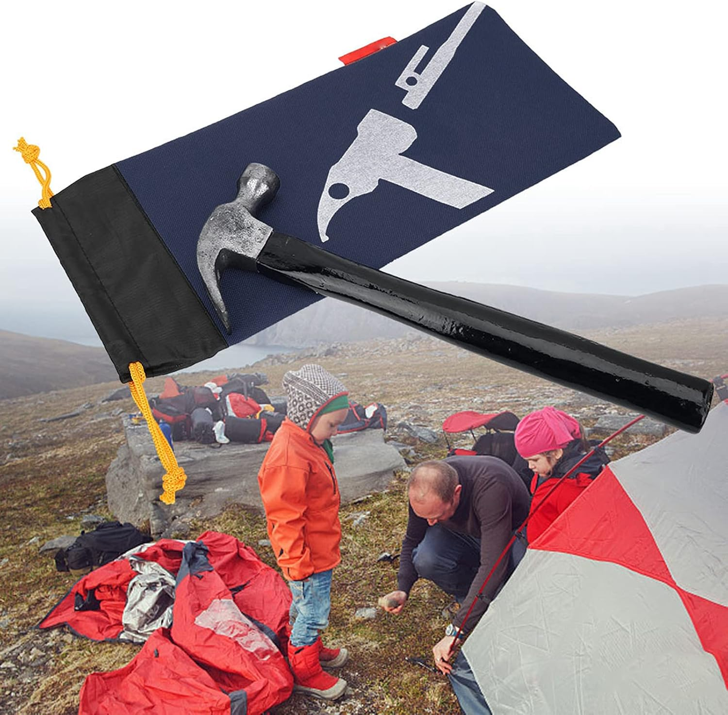 Camping Pouch 14.17X6.3In Hammer Nail Pouch, Lightweight Oxford Cloth Tent Peg Bag, Portable for Camping Outdoor Use Hiking(Blue) image number 3