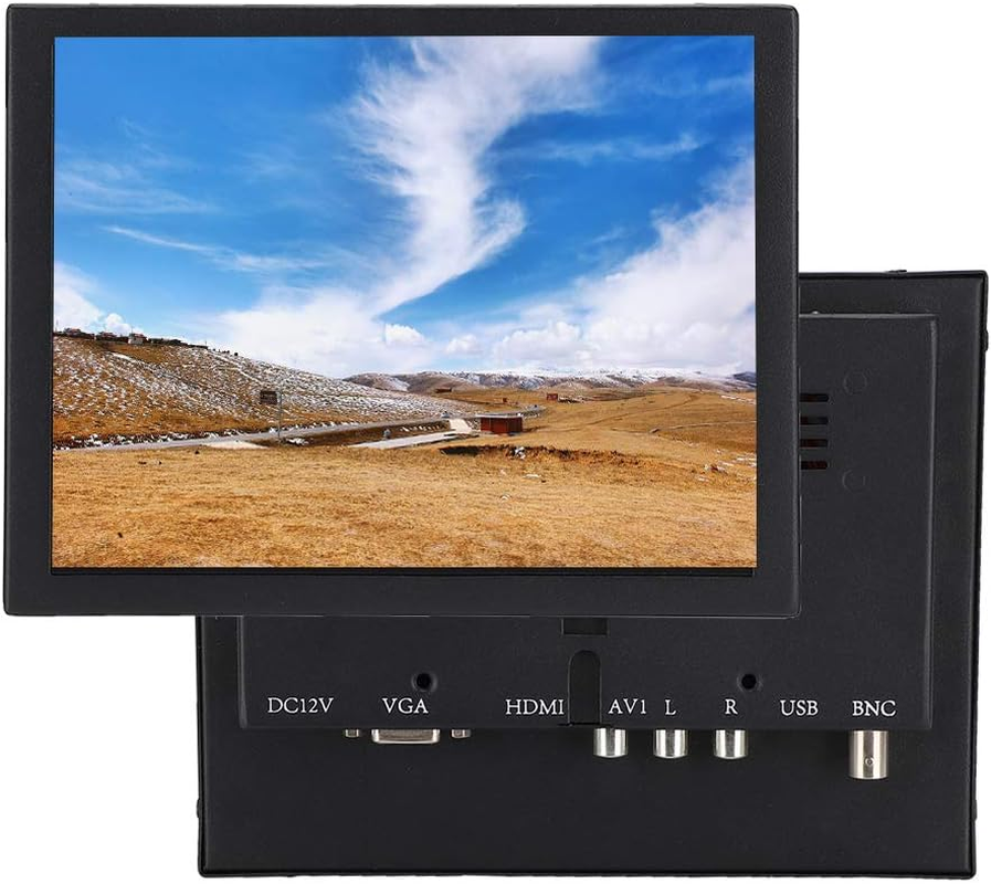 8 Inch LCD Monitor, Small LCD Color Video Monitor Screen Support VGA/BNC/AV Input Suitable for PC, CCTV, CCTV, Video Camera, Computer Etc (AU Plug) image number 4