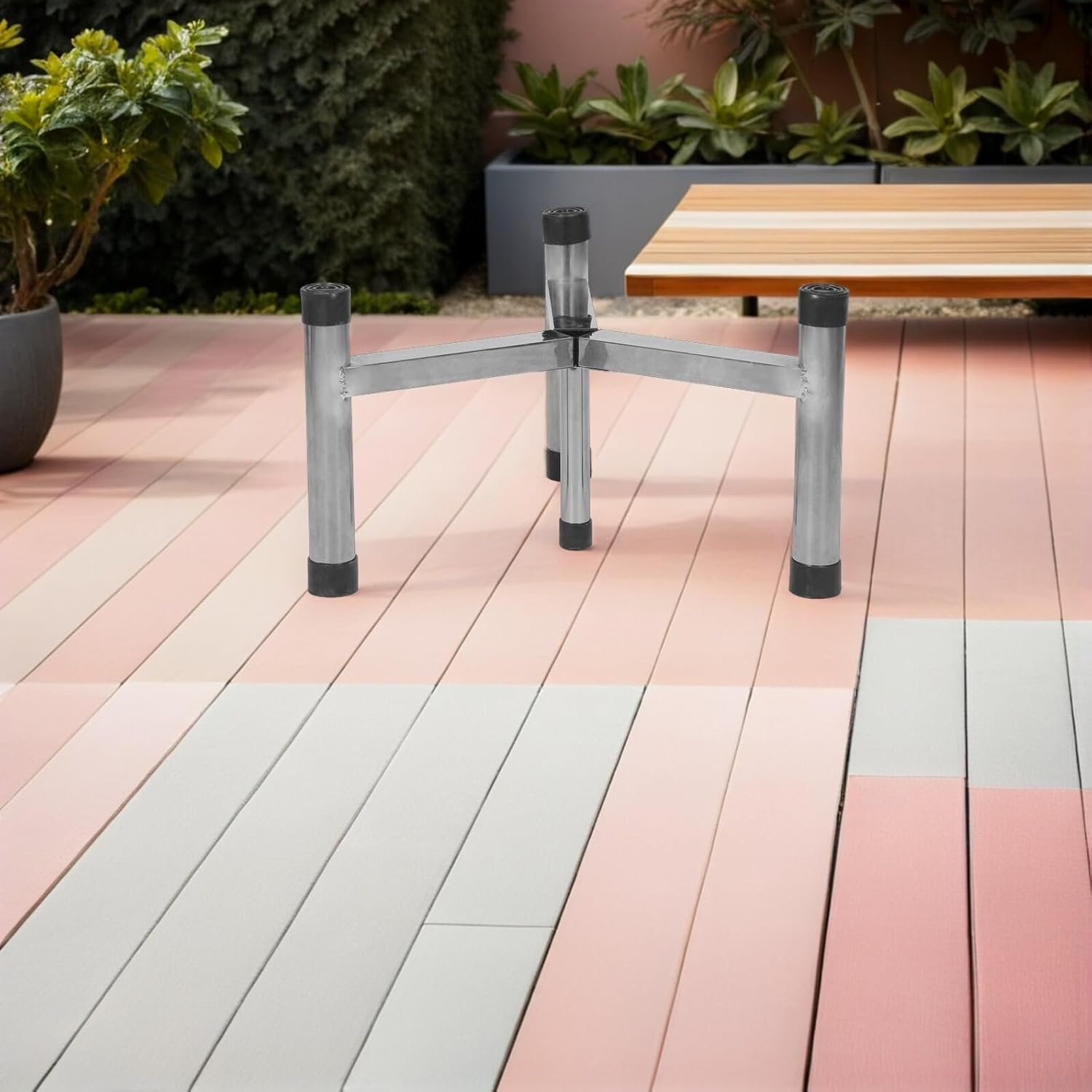 Totority Outdoor Fire Pit Support Stand Stainless Steel Stove Holder 25Cm Tripod Fire Stove Bracket Non-Skid Small for Camping Garden Cooking image number 4