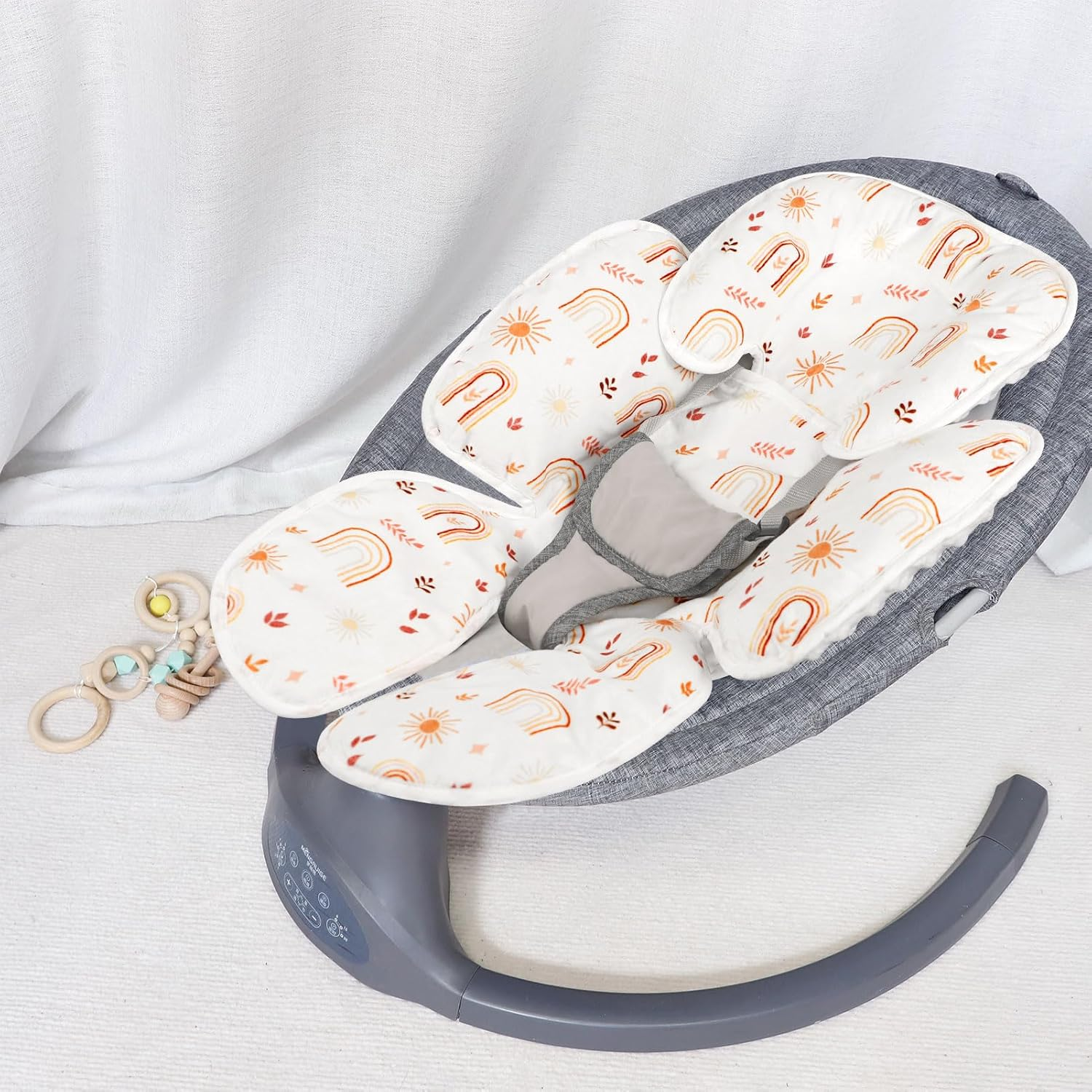 TANOFAR Infant Car Seat Head Support, Soft Baby Carseat Head & Body Support, Rainbow Baby Car Seat Insert Cushion for Newborn Boys - Flower image number 4