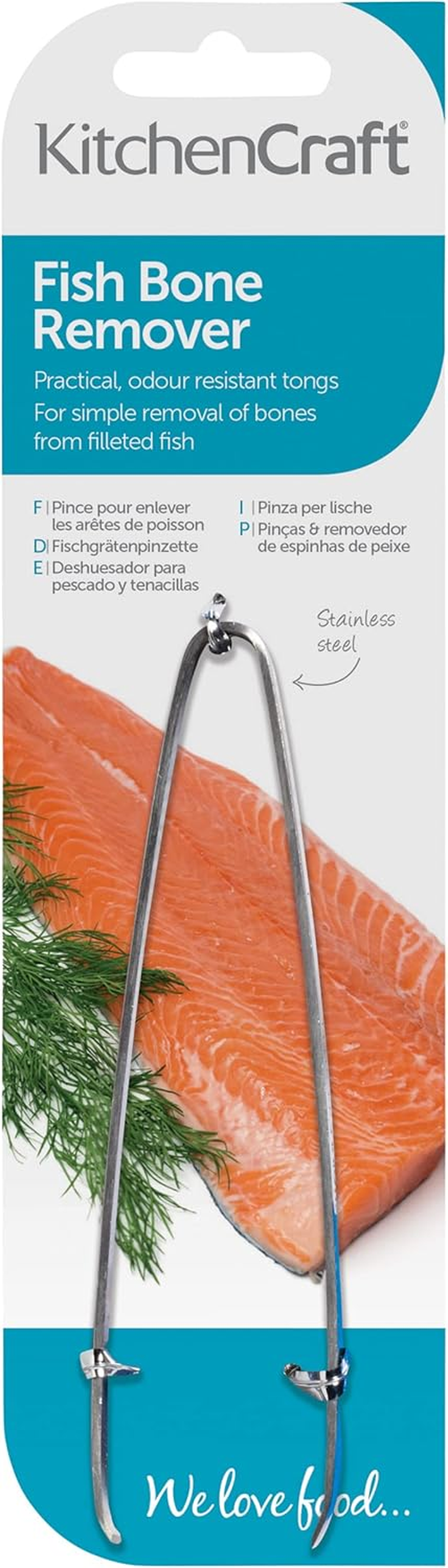 Kitchencraft Fish Tweezers, No Bones, Stainless Steel and Easy to Wash, 12Cm (4.5''), Silver