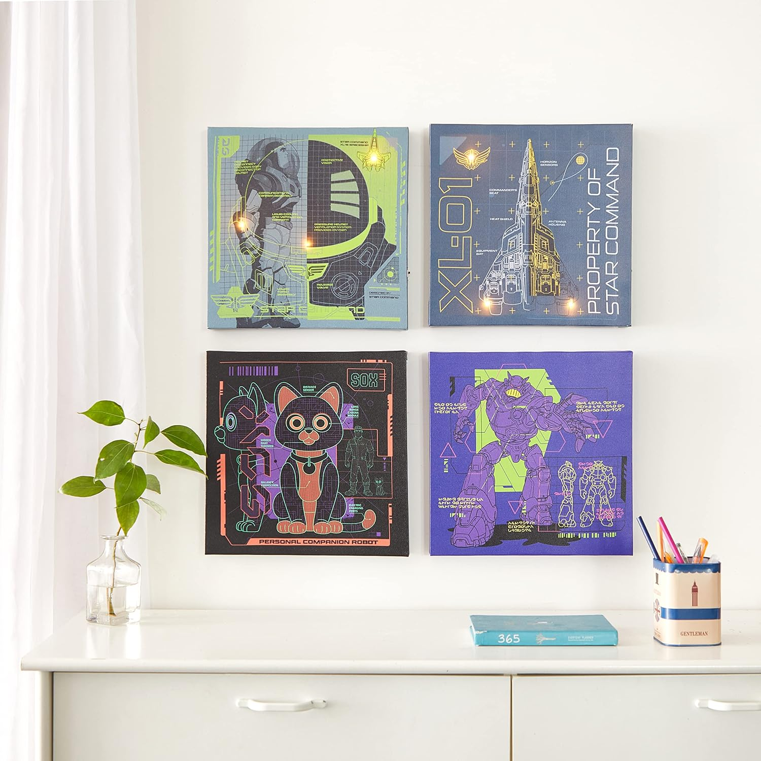 Idea Nuova Pixar Lightyear 4 Pack Square Canvas Wall Art Set, 11"X11" Each image number 1