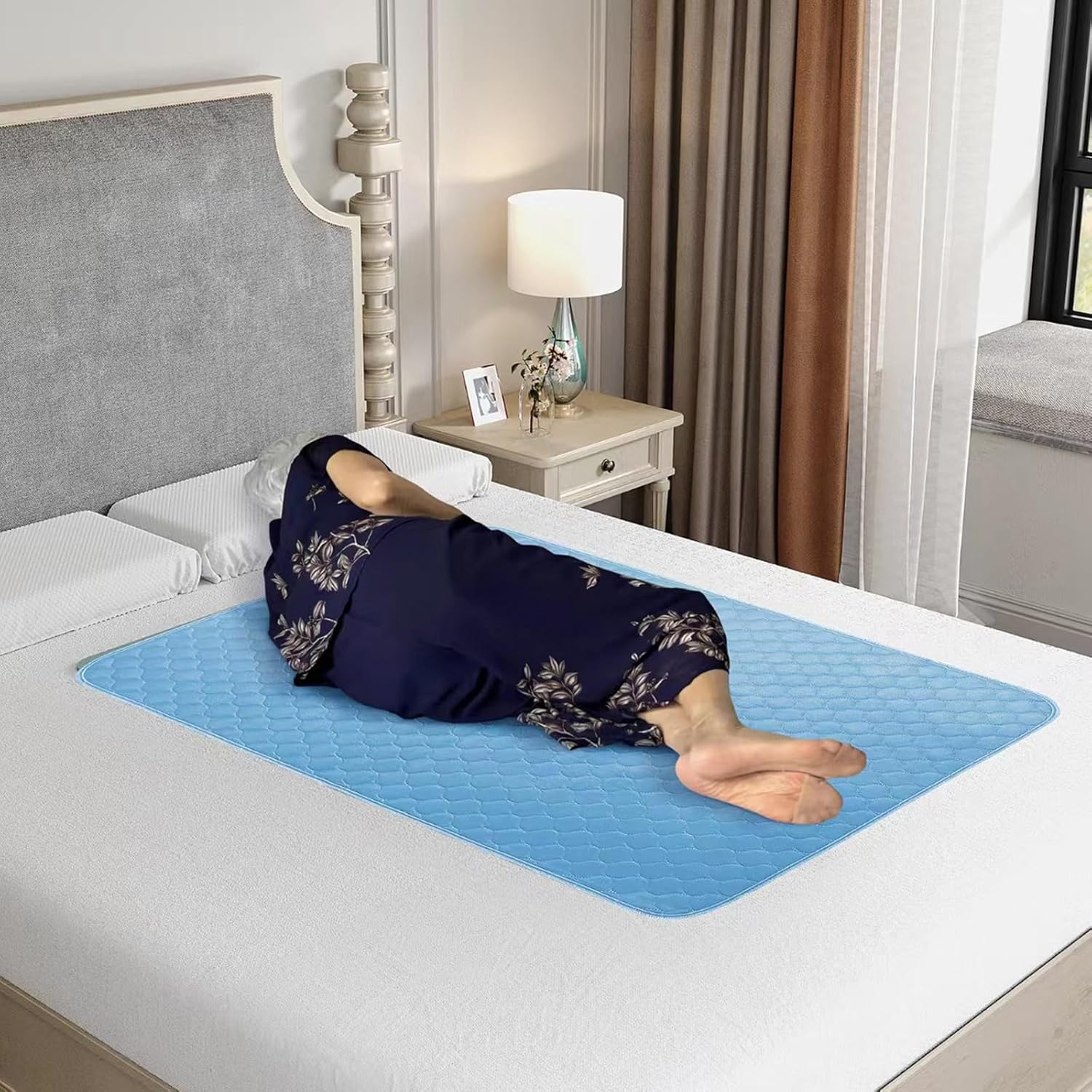 2PCS Reusable Underpads Large 86.4 X 91.4, Upgrade Cooling Waterproof Bed Pads with Heavy Absorbent, Washable for Incontinent, Potty Training, for Adult, Kids, Dogs image number 6