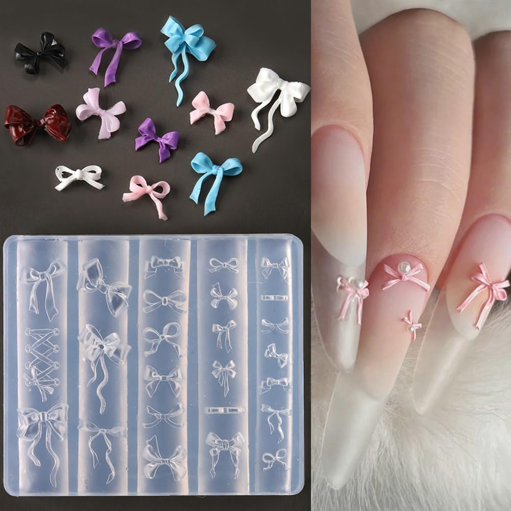 LIFOOST Nail Art Silicone Mold Embossed Cream Chain Design DIY Manicure 3D Carving Template with 6 Patterns, Resin Craft Making Tool Mould for Women Nail Decoration