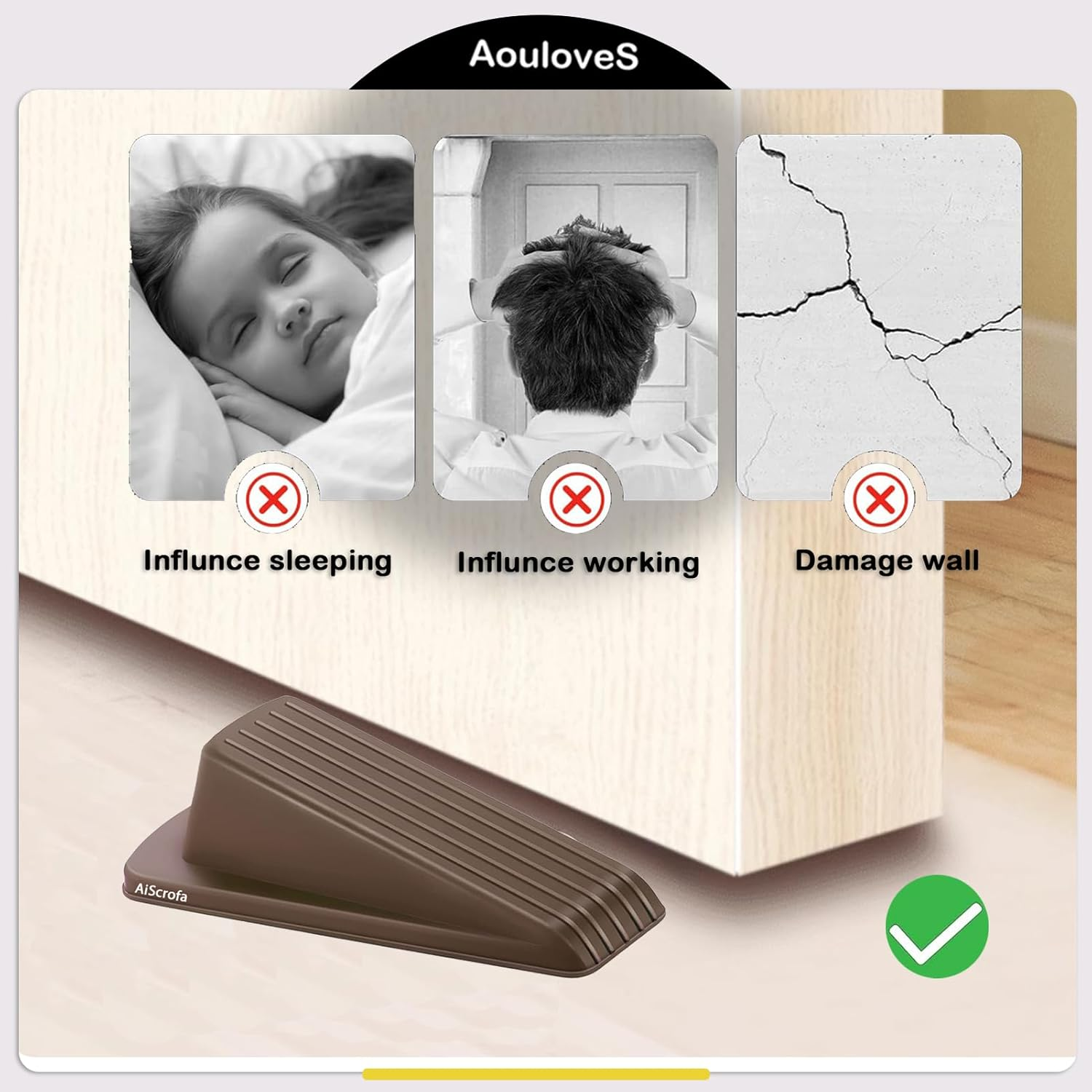 Rubber Door Stoppers for Security Wedge for Bottom of Door on Carpet, Concrete, Tile, Linoleum & Wood - Heavy Duty Door Stop Wedge Ideal for Homes&Schools&Offices&Workshops image number 6