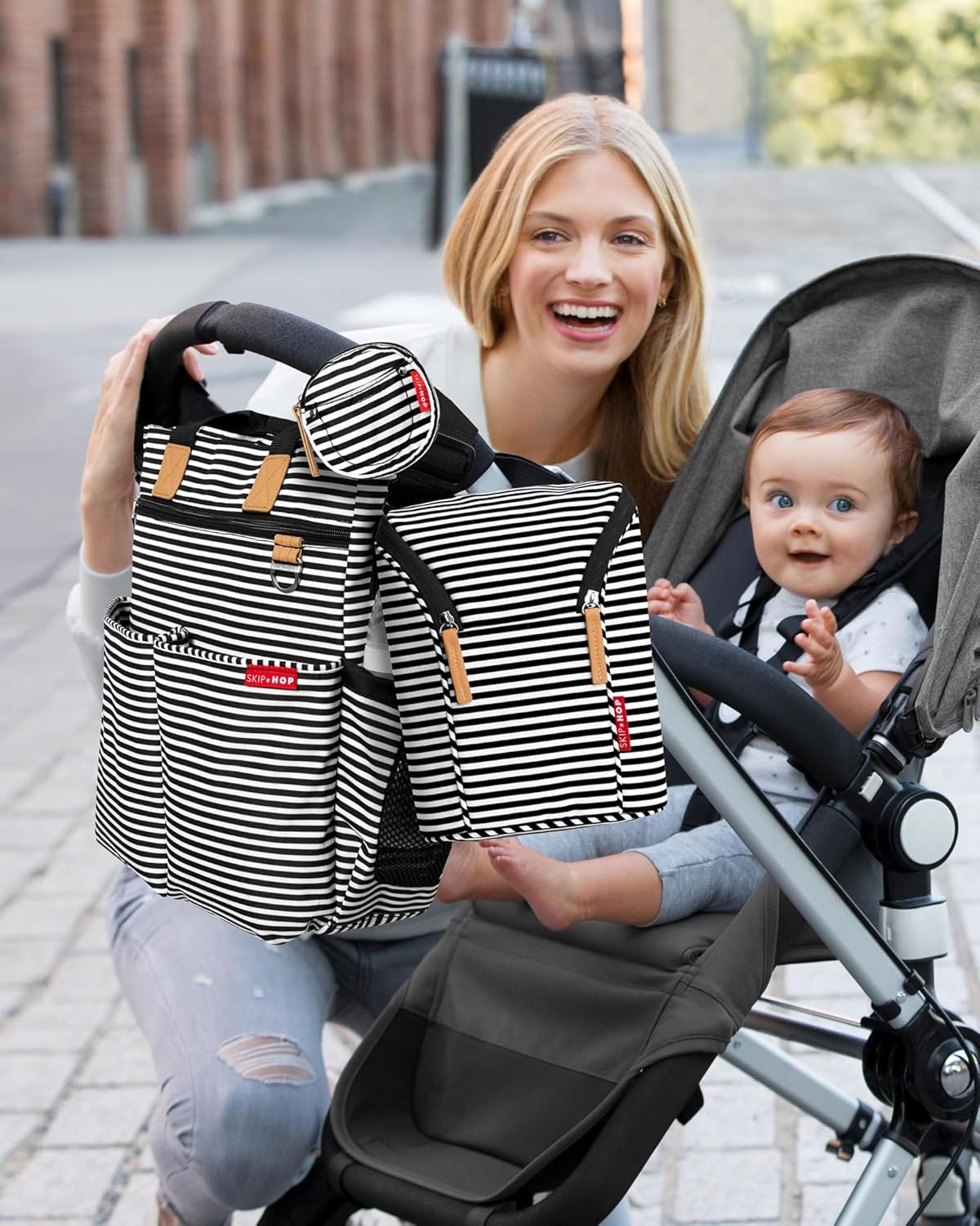Skip Hop Baby Bottle Bag, Grab & Go, Black/White Stripe image number 2