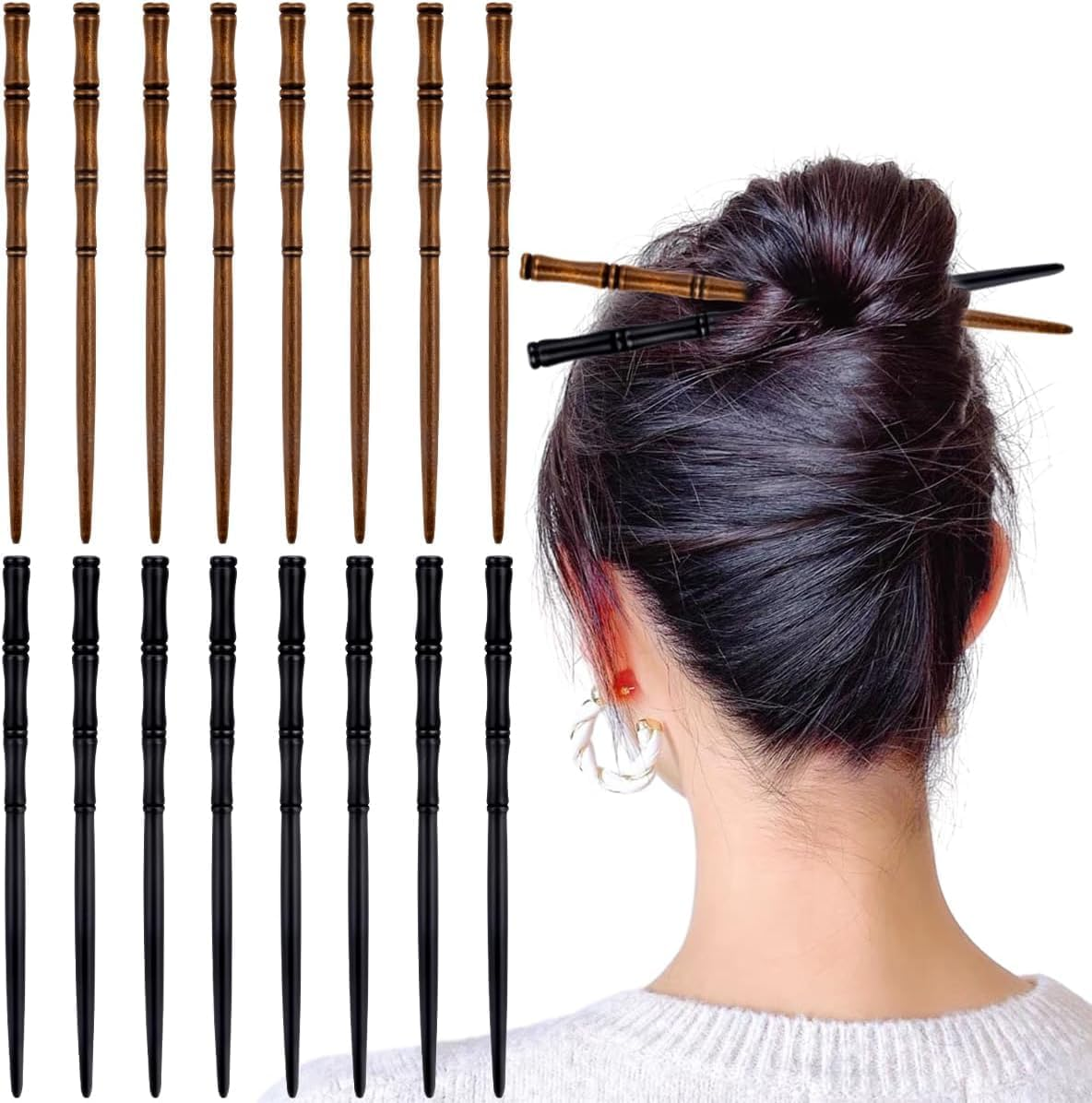 16Hanade Wonircks Reo Wooden Ir Sticks Traditial Chinese the Bamboo Shape Hair Chopsticks for Men Pin Hrsticks Forair Ssies