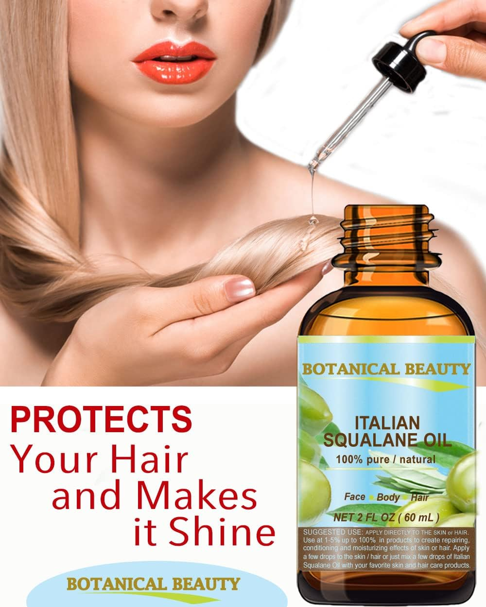 SQUALANE Italian. 100 Pure / Natural / Undiluted Oil. 100 Ultra-Pure Moisturiser for Face , Body & Hair. Reliable 24/7 Skincare Protection. 1 Fl.Oz- 30Ml. by Botanical Beauty. image number 4