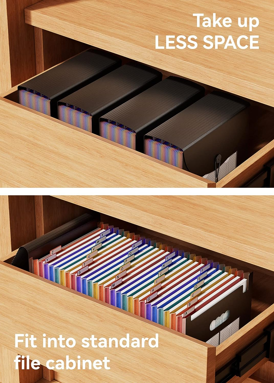 24 Pockets Expanding File Folder with Cover/Accordion File Organizer/A4 Letter Size Portable Expanding Paper Organizer High Capacity Plastic Portable Bag Colored Tab for Business/Office/Filing Box - A 26 Pockets image number 3