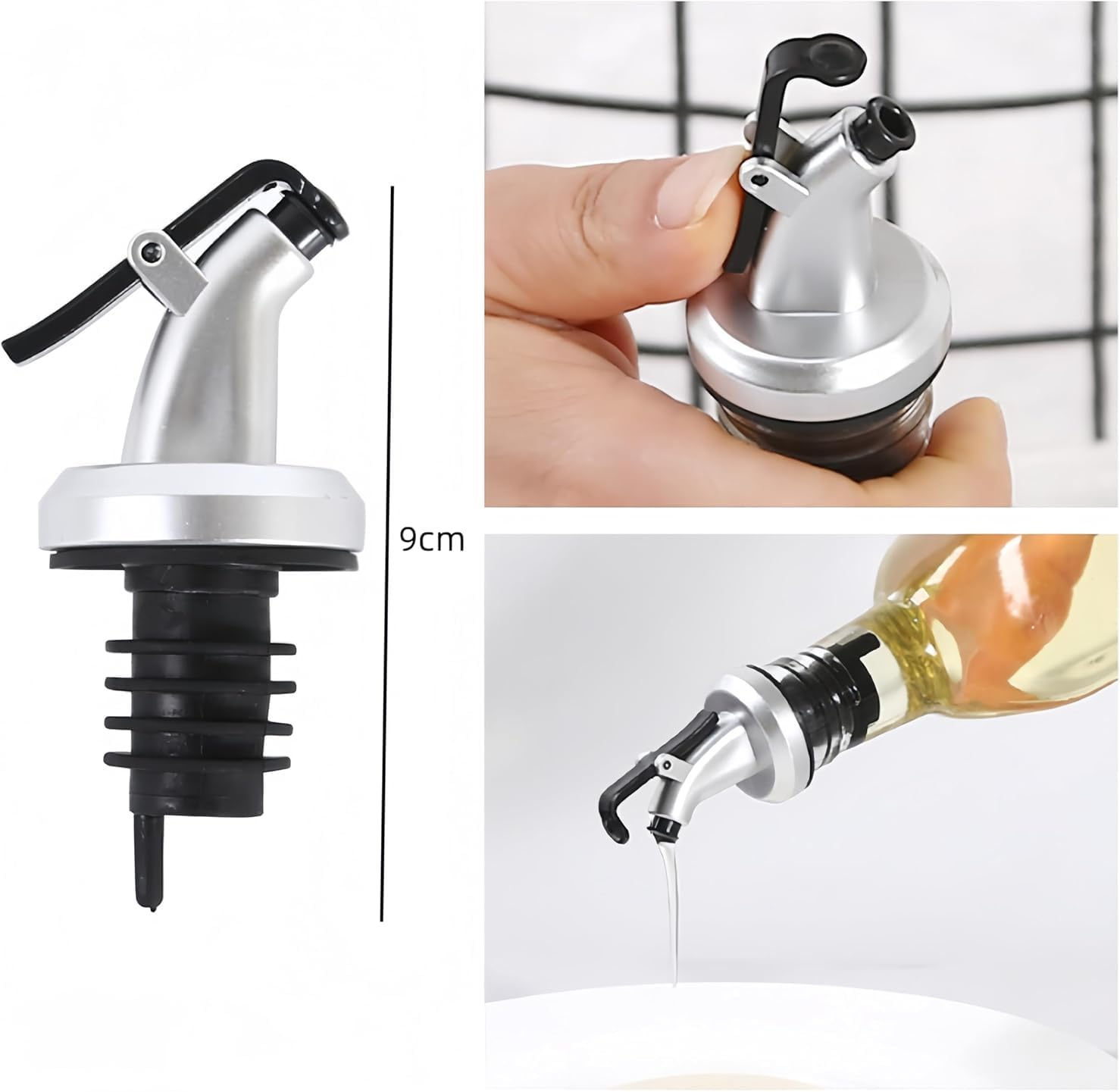 CAASFOOY 6 Pcs Liquor Bottle Pourers Set, of Olive Oil Spout Anti-Leakage Nozzle Kitchen Oil and Vinegar Bottle Stopper Wine Dispenser with Dust Cap Wine Pourer Salad Dressing Dispenser