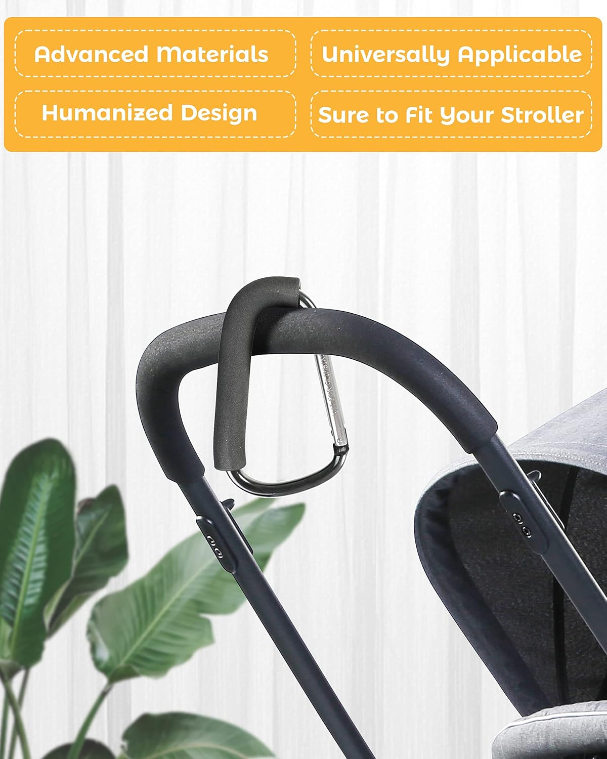 Stroller Hooks, 6.3" Large Stroller Clip, Stroller Hooks for Hanging Bags and Shopping, Stroller Accessories for Mommy, Large Carabiner