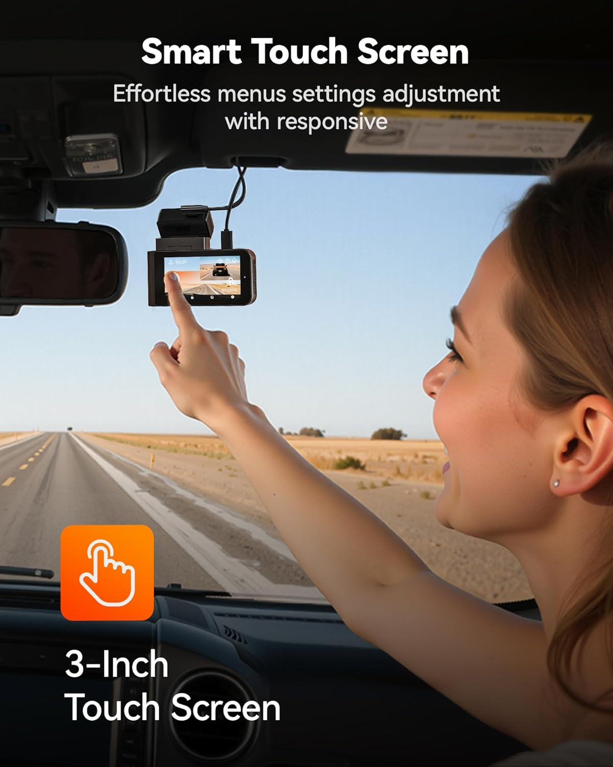 WOLFBOX X3 2.5K 1440P 60FPS Dash Cam, STARVIS 2 IMX675 with ADAS, 1440P+1080P Dual Dash Cam Front and Rear Camera with Built-In 5.8Ghz Wifi & GPS, 64GB Card, Touch Screen, G-Sensor, Loop Recording image number 6