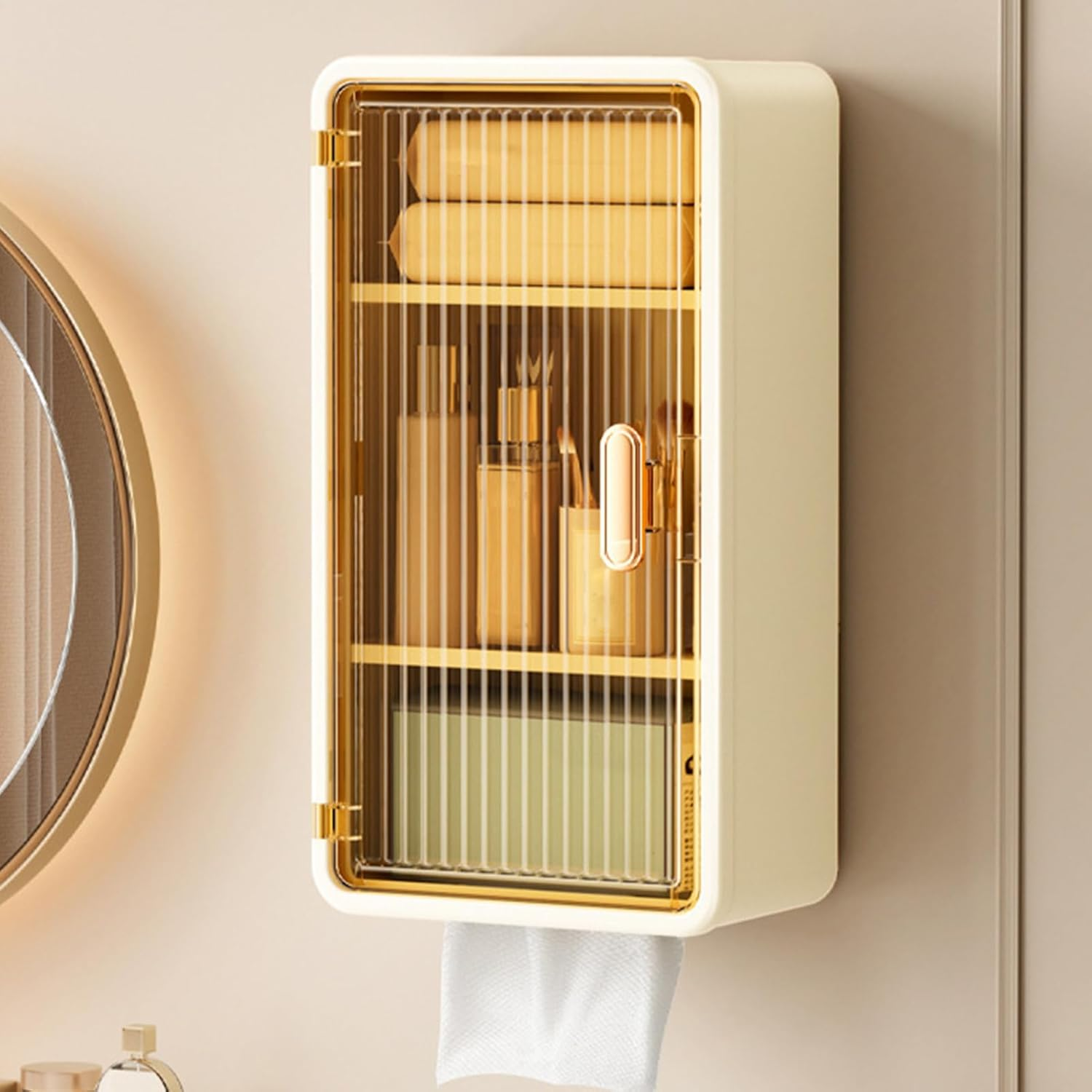 Tissue Holders for Bathrooms,Tissue Box Holder Cabinet Wall Mounted | Bathroom Accessories Storage Organizer for Shower Sponge Wet Wipes Toiletries Organization Kitchen Bedroom Apartment image number 4