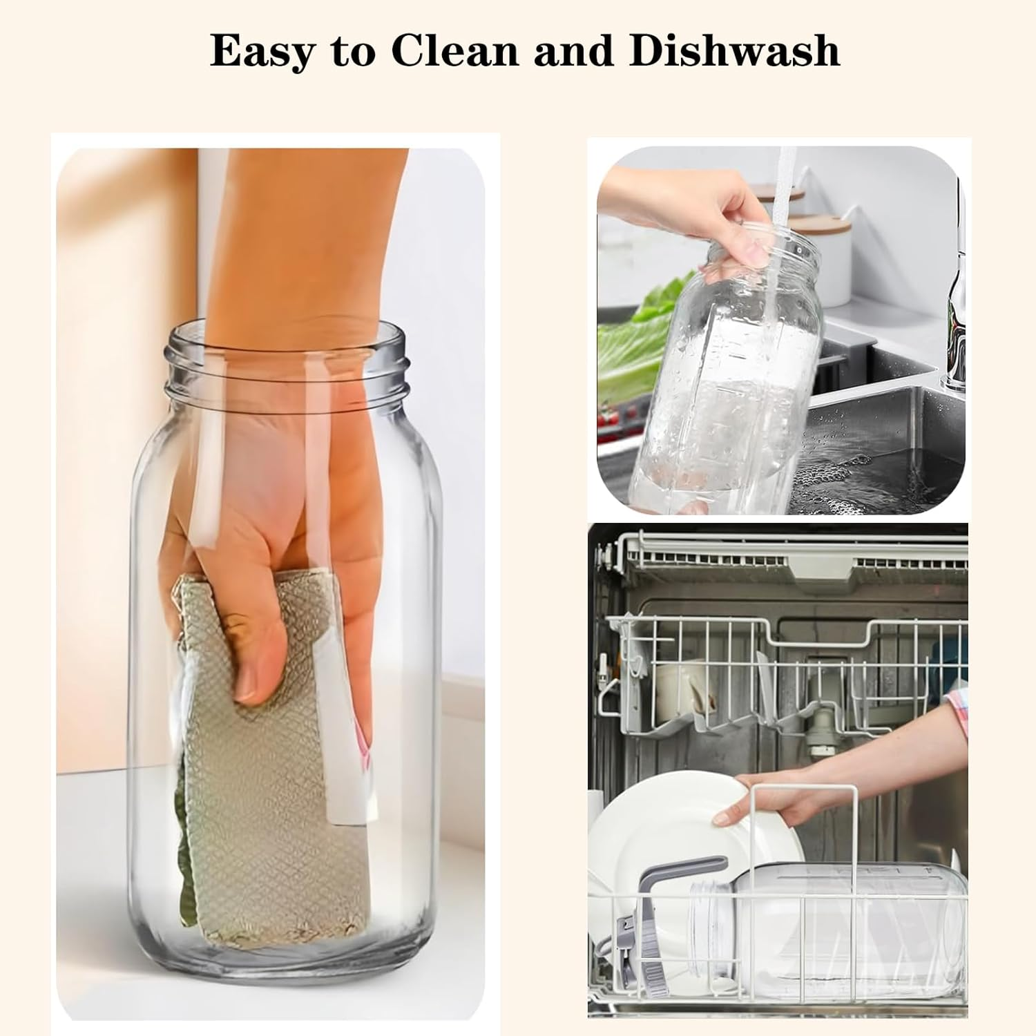 2 Pack Glass Water Jugs with Lid and Spout, 64Oz 1900ML Wide Mouth Mason Jar Pitcher, Leak-Proof Homemade Juice Bottle for Iced Tea Coffee Milk and Drinks image number 2